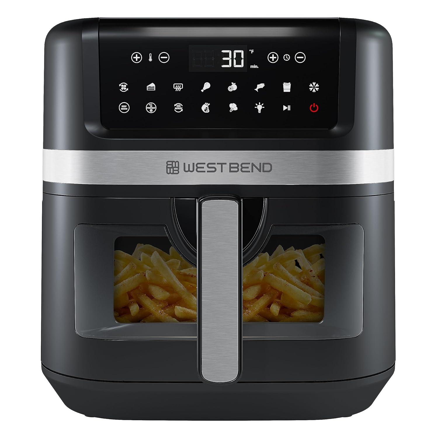West Bend AFWB7QBK13 7 qt Air Fryer, Black with 13 One-Touch Presets