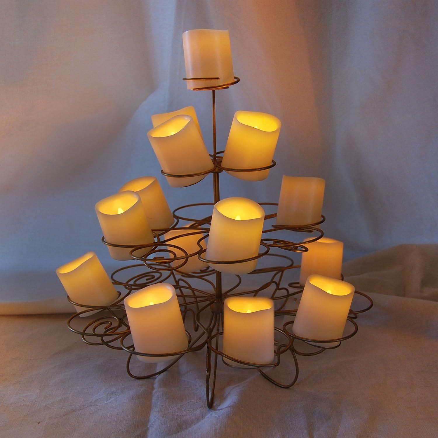 LumaBase Battery Operated LED Votive Candles, Amber - Set of 12