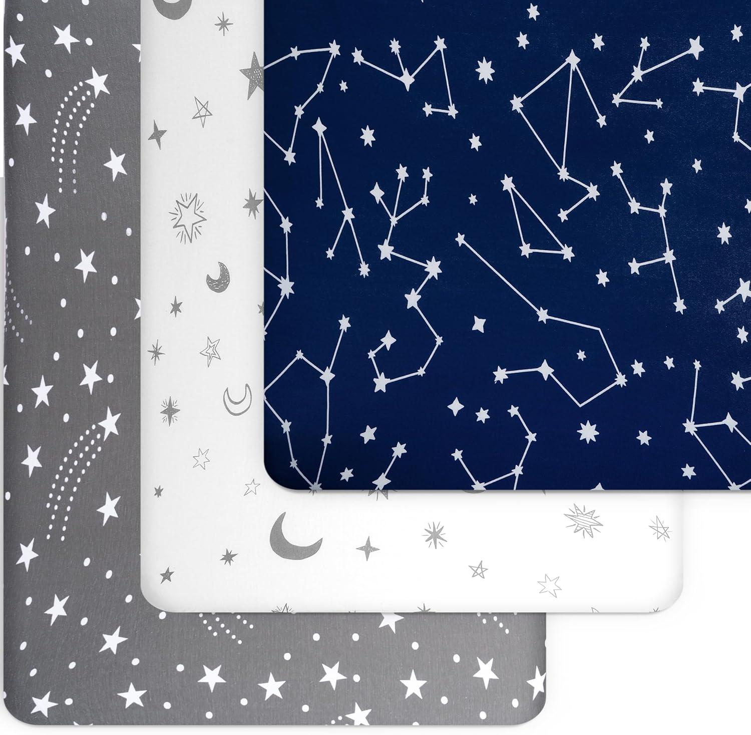 GROW WILD Pack n Play Fitted Sheets 3 Pack - 38” x 24" Jersey Cotton Crib Sheets