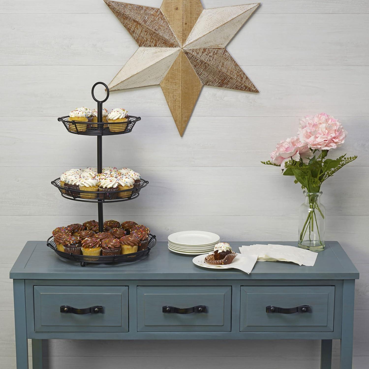 Gourmet Basics by Mikasa Gourmet Basics by Mikasa Tulsa Adjustable Pastry Serving Stand, 3-Tier, Black