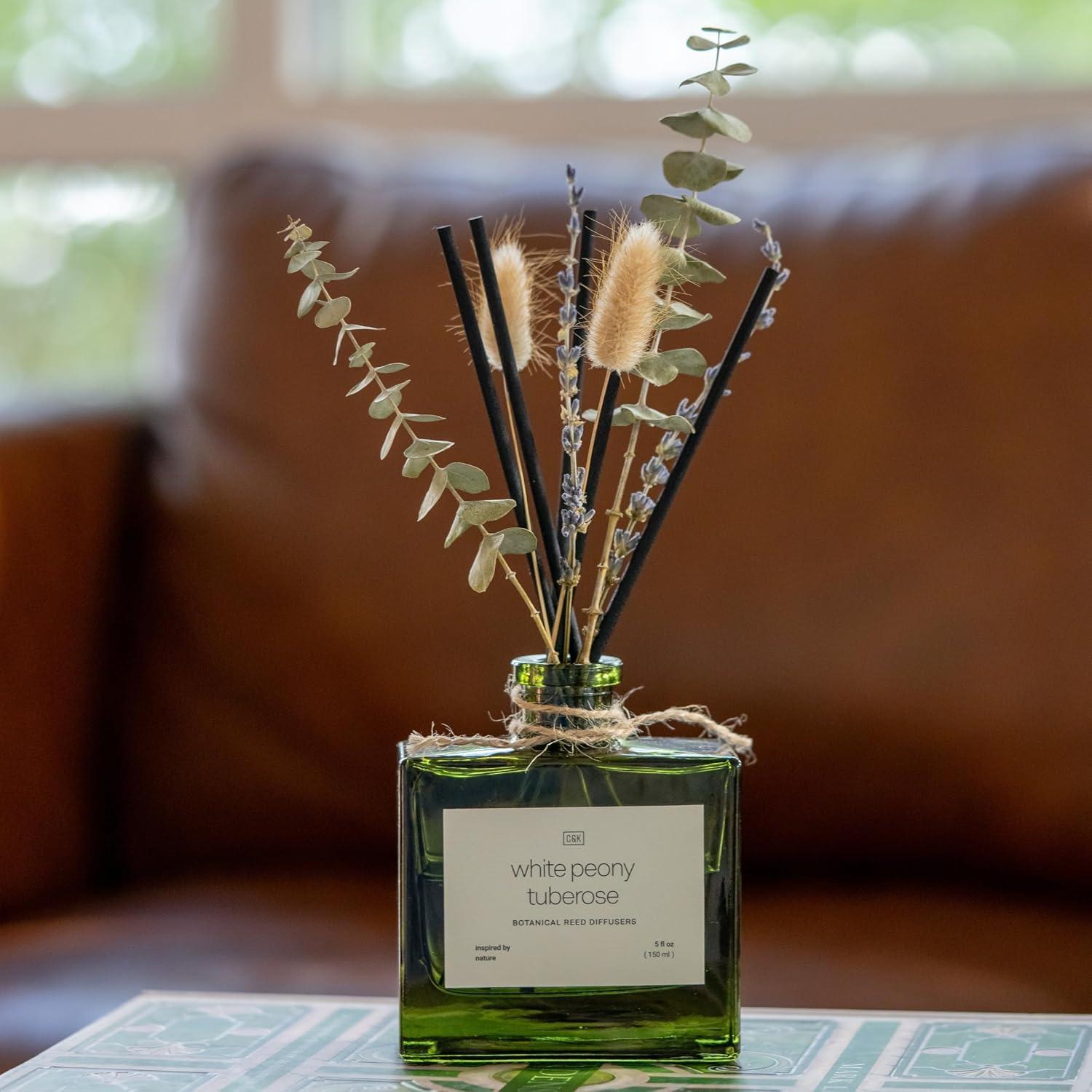 Craft & Kin Reed Diffuser Set With Flower For Home With White Peony Tuberose Scent