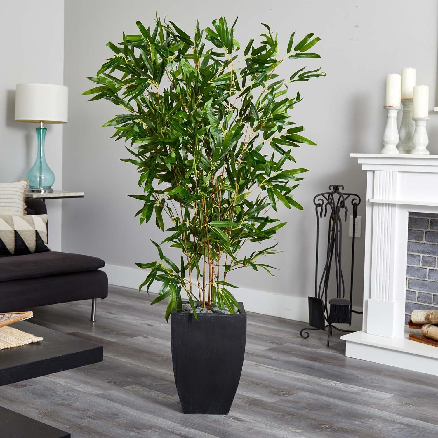 Nearly Natural 5’ Bamboo Artificial Tree in Black Planter (Real Touch) (Indoor/Outdoor)