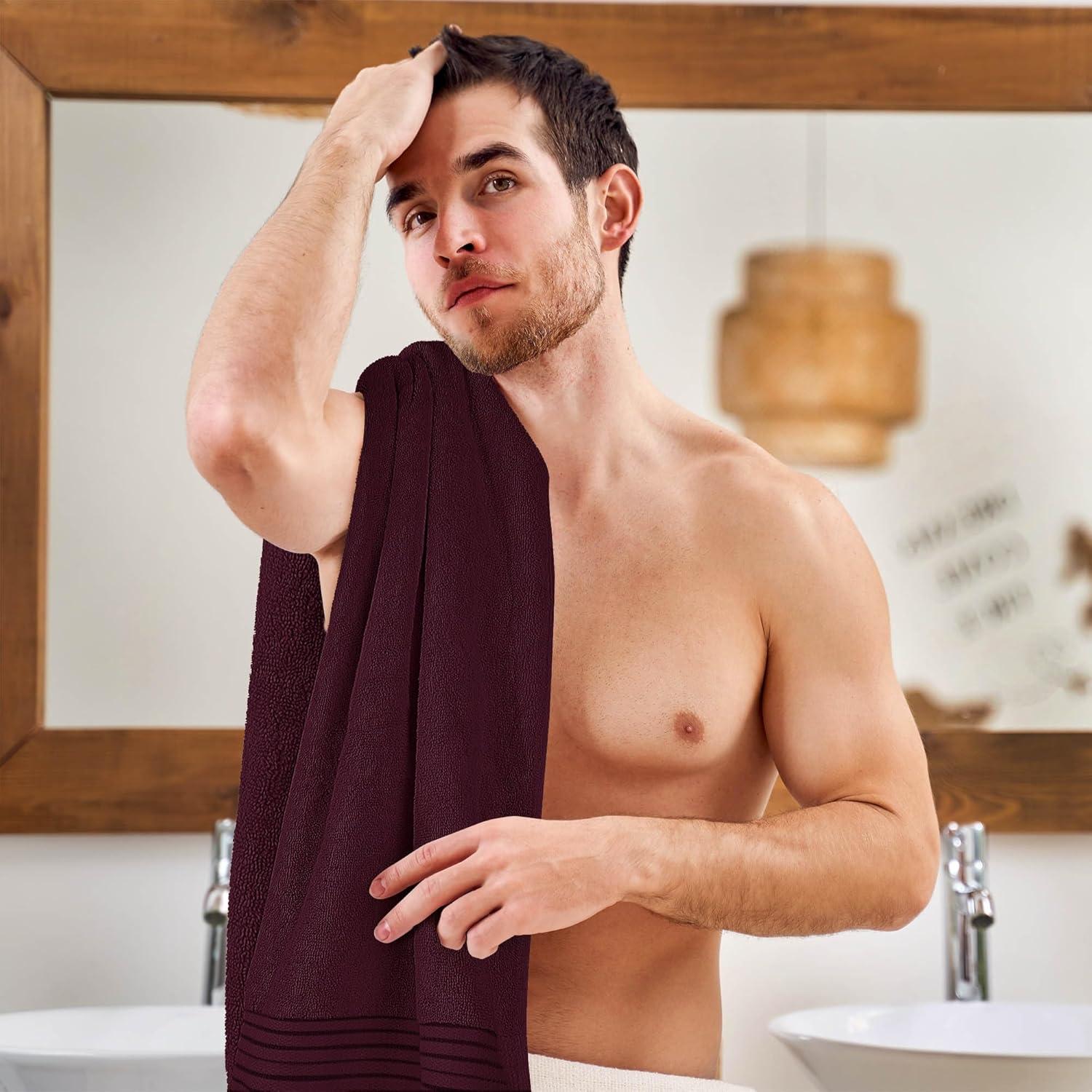 Utopia Towels 4 Pack Bath Towels Set, 27 by 54 Inches, 100% Ring Spun Cotton, Quick Dry, Highly Absorbent, Soft Feel Towels, Perfect for Daily Use, Burgundy