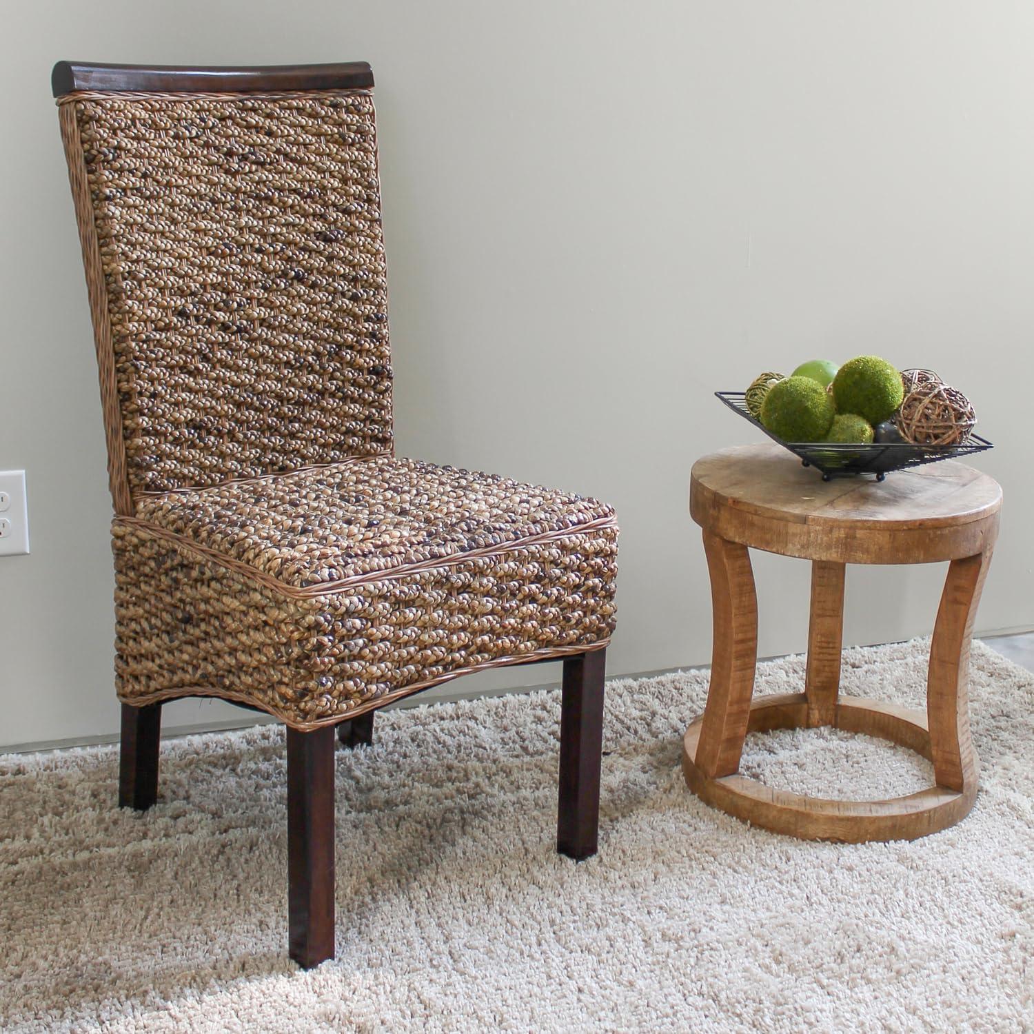 Bunga Hyacinth Weave High Parsons Side Chair in Salak Brown