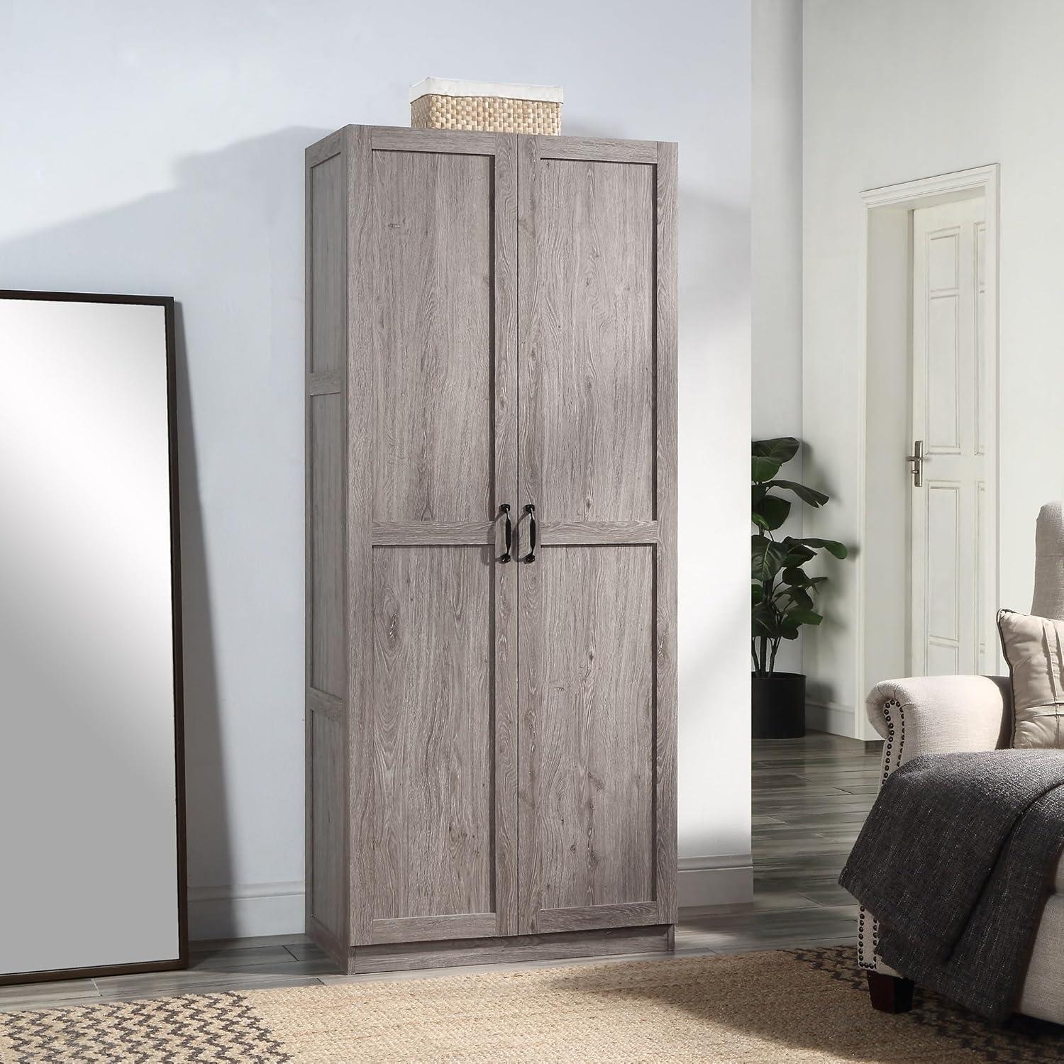 Hopkins Modern 4 Shelf Storage Closet Gray - Manhattan Comfort: MDF Wooden, 2-Door, Divided Storage Cabinet