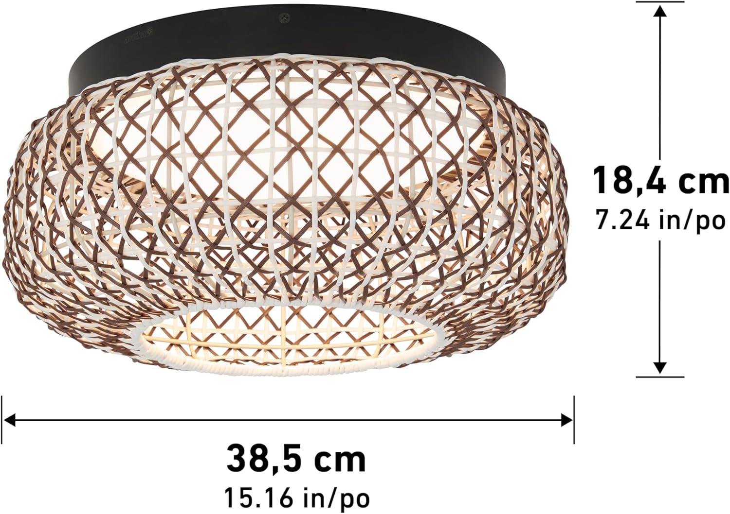 Artika Benson LED Integrated Exotic Pendant Light, Black and Rattan