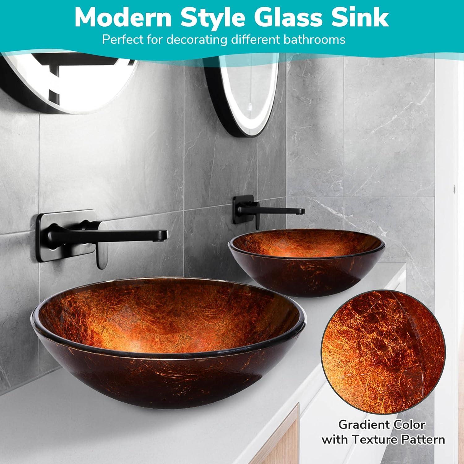 Tempered Glass Circular Vessel Bathroom Sink