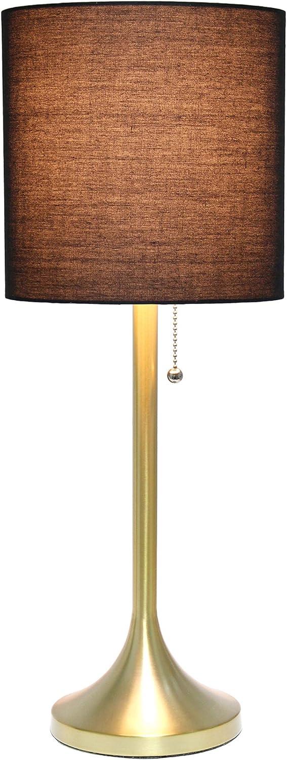 Gold Tapered Table Lamp with Black Fabric Drum Shade