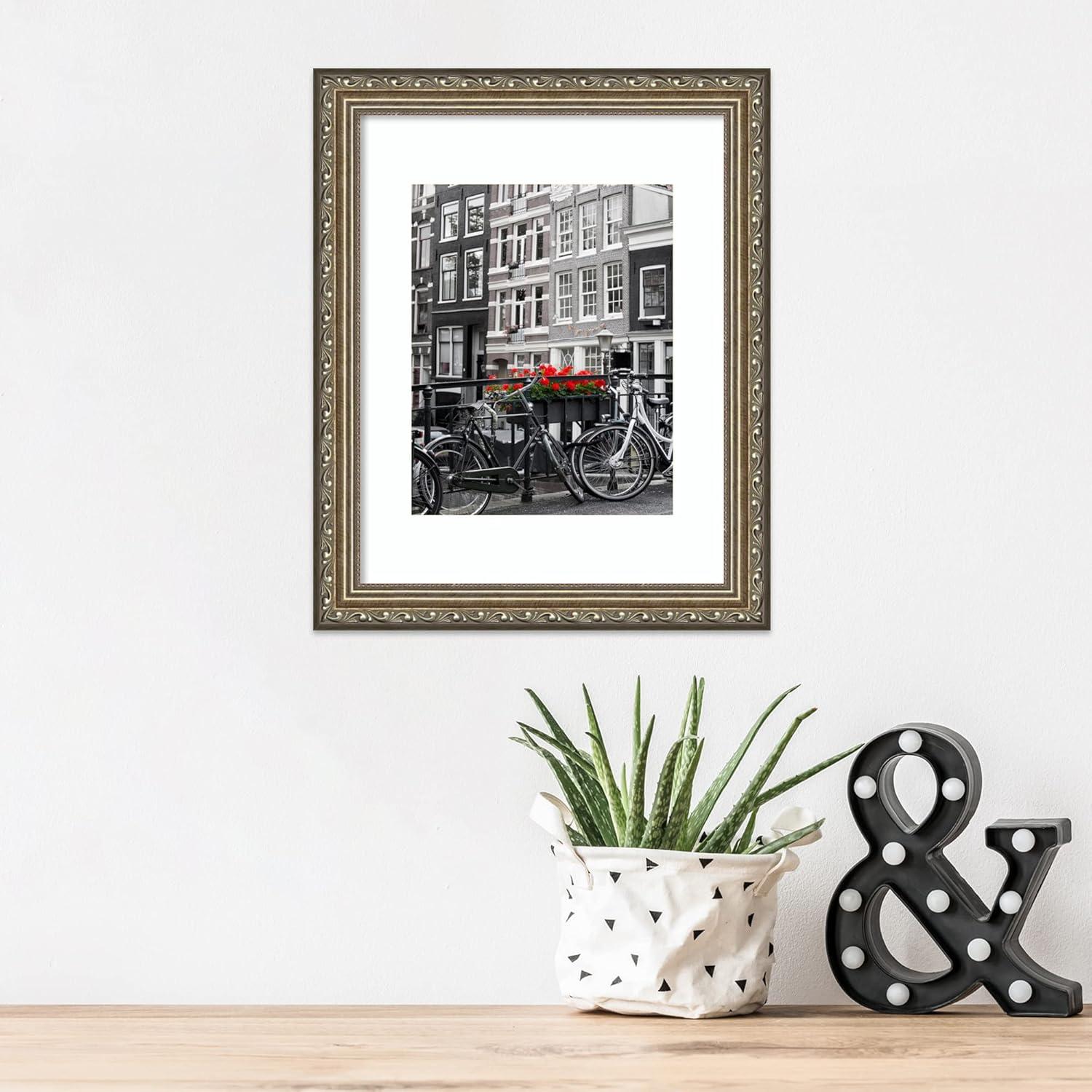 Amanti Art Parisian Silver Wood Picture Frame Opening Size 11x14 in. (Matted To 8x10 in.)