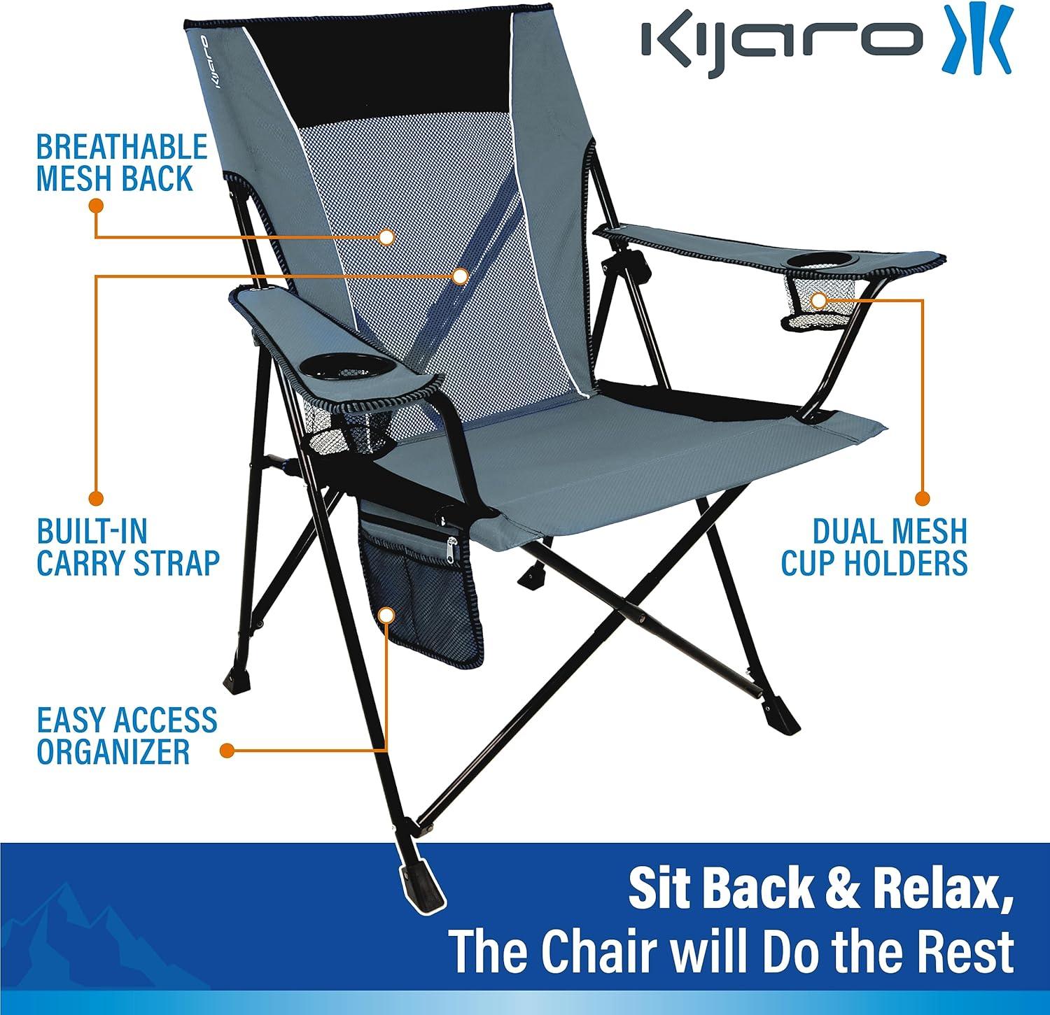 Gray Mesh and Alloy Steel Outdoor Camping Chair with Cup Holders