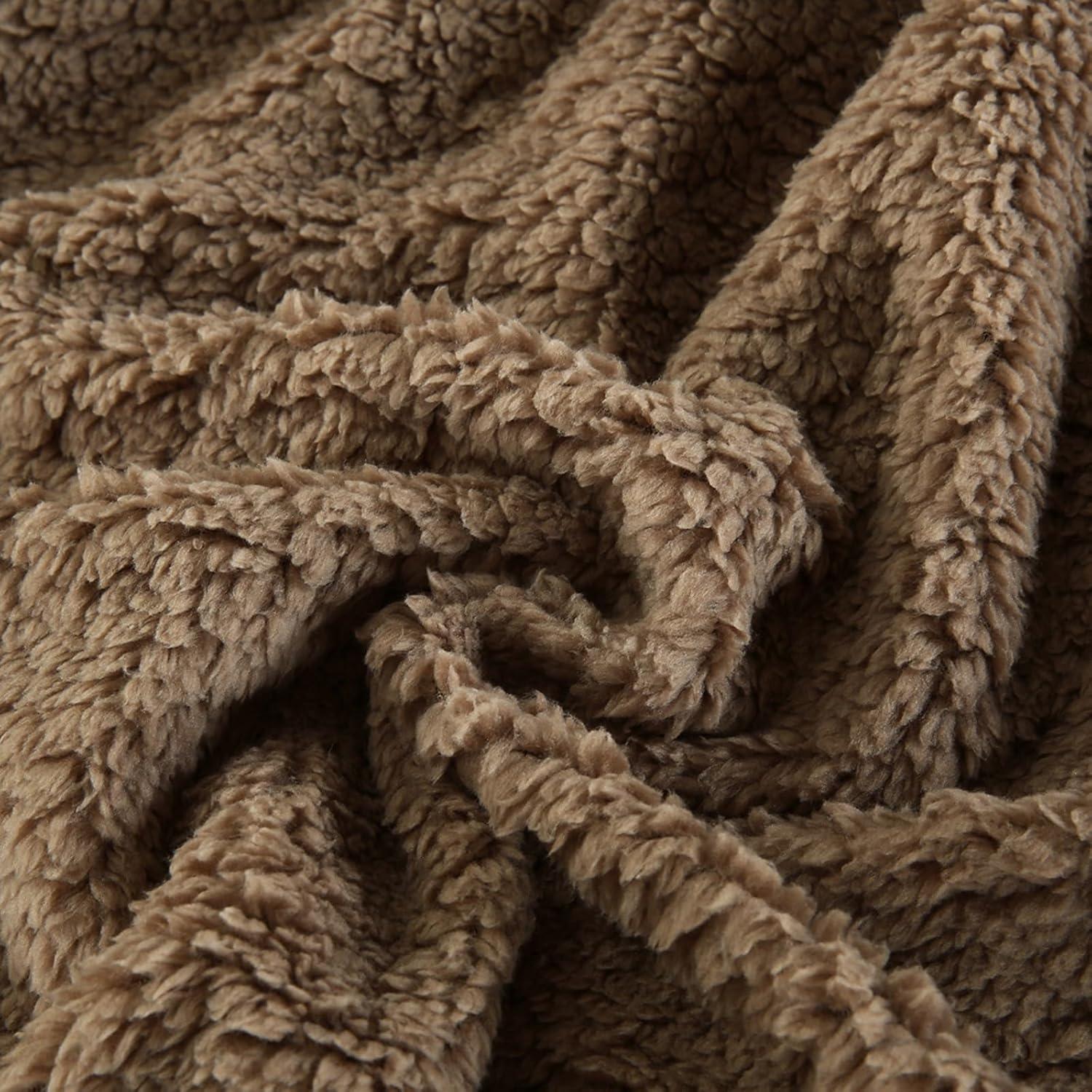 PU MEI Sherpa Throw Blanket for Couch Sofa 90”*80”- Fleece Tufted Fuzzy Soft Cozy Blanket for Bed, Thick Warm Blanket for All Seasons, (Dusty Blue, 80"*90")