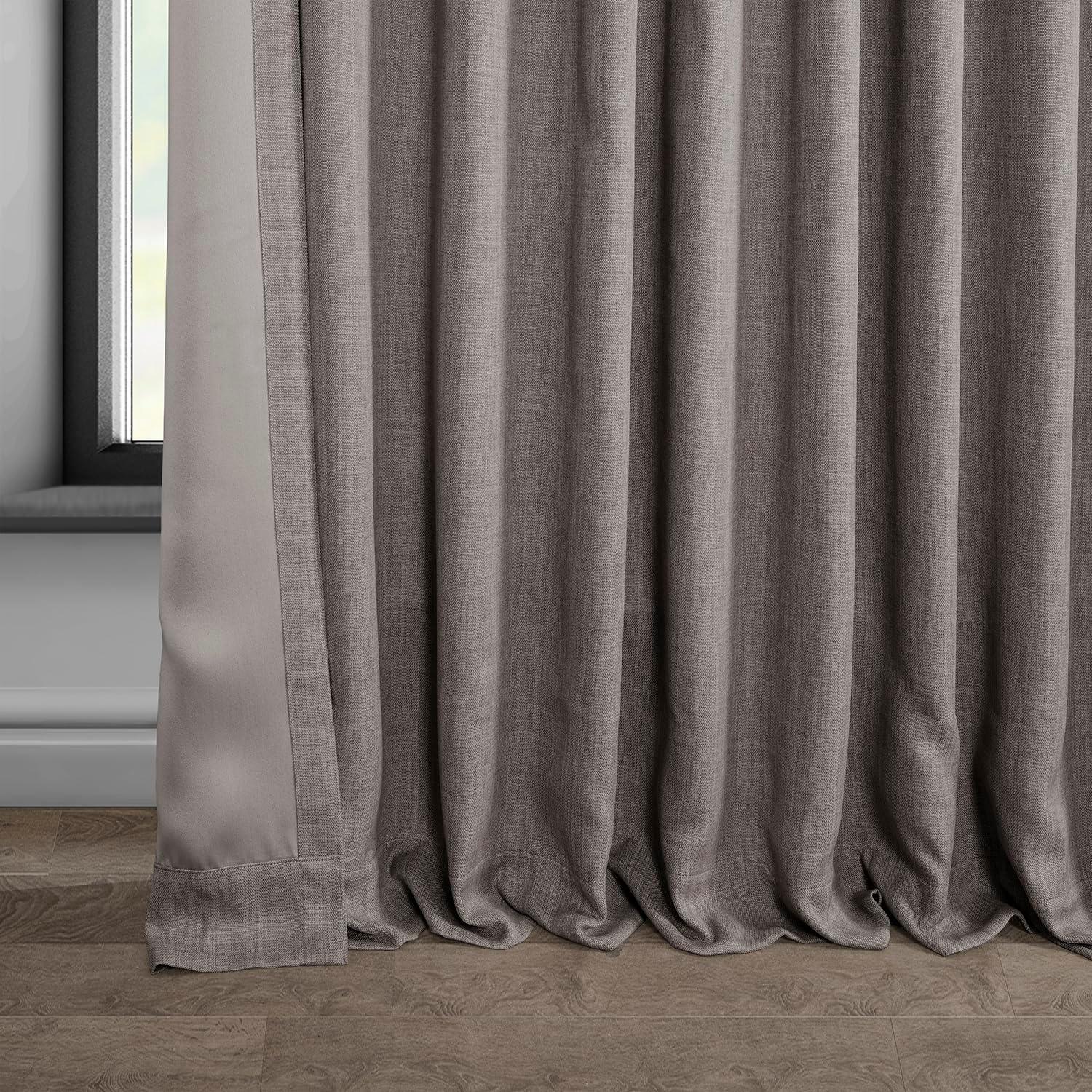 Gray Faux Linen Extra Wide Blackout Curtain Panel