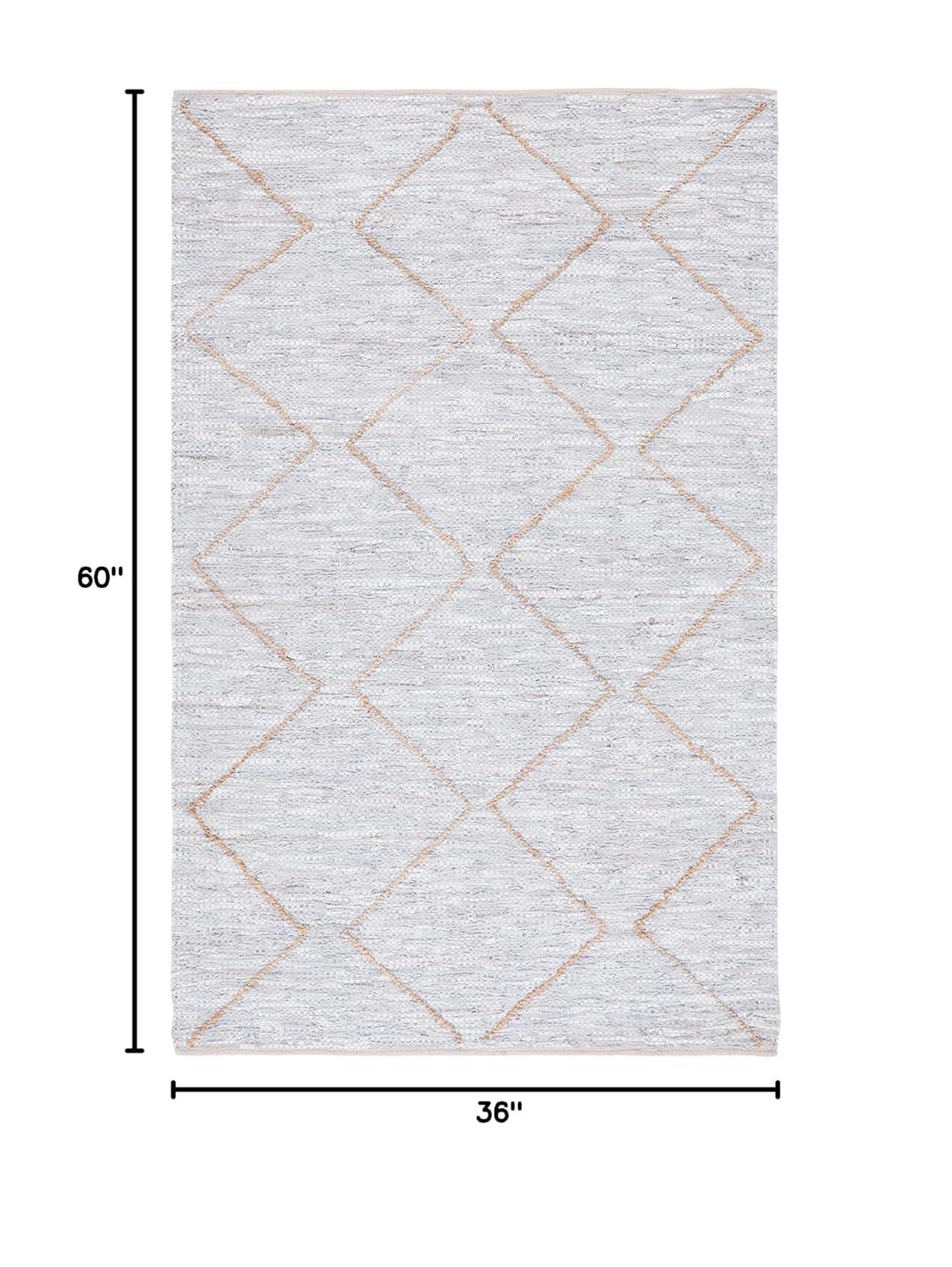 Vintage Leather VTL803 Hand Woven Area Rug - Light Grey/Natural - 3'x5' - Safavieh.