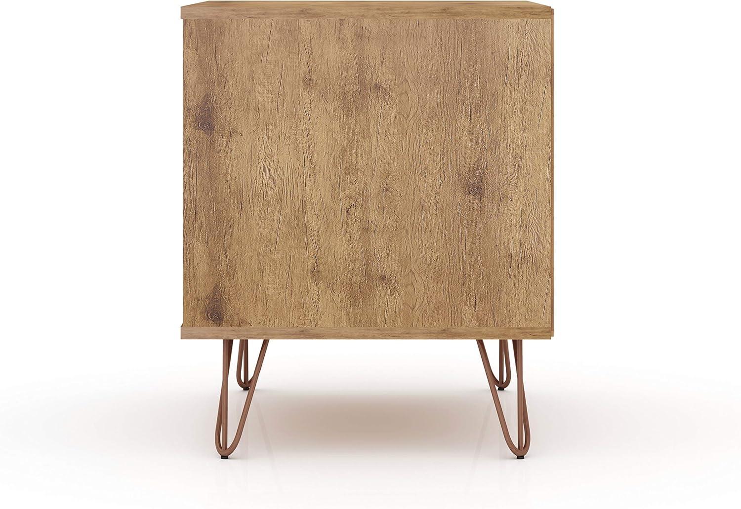 2.0 Rockefeller Nightstand Natural/Rose Pink - Manhattan Comfort: Modern MDF Bedside Storage with Metal Glides
