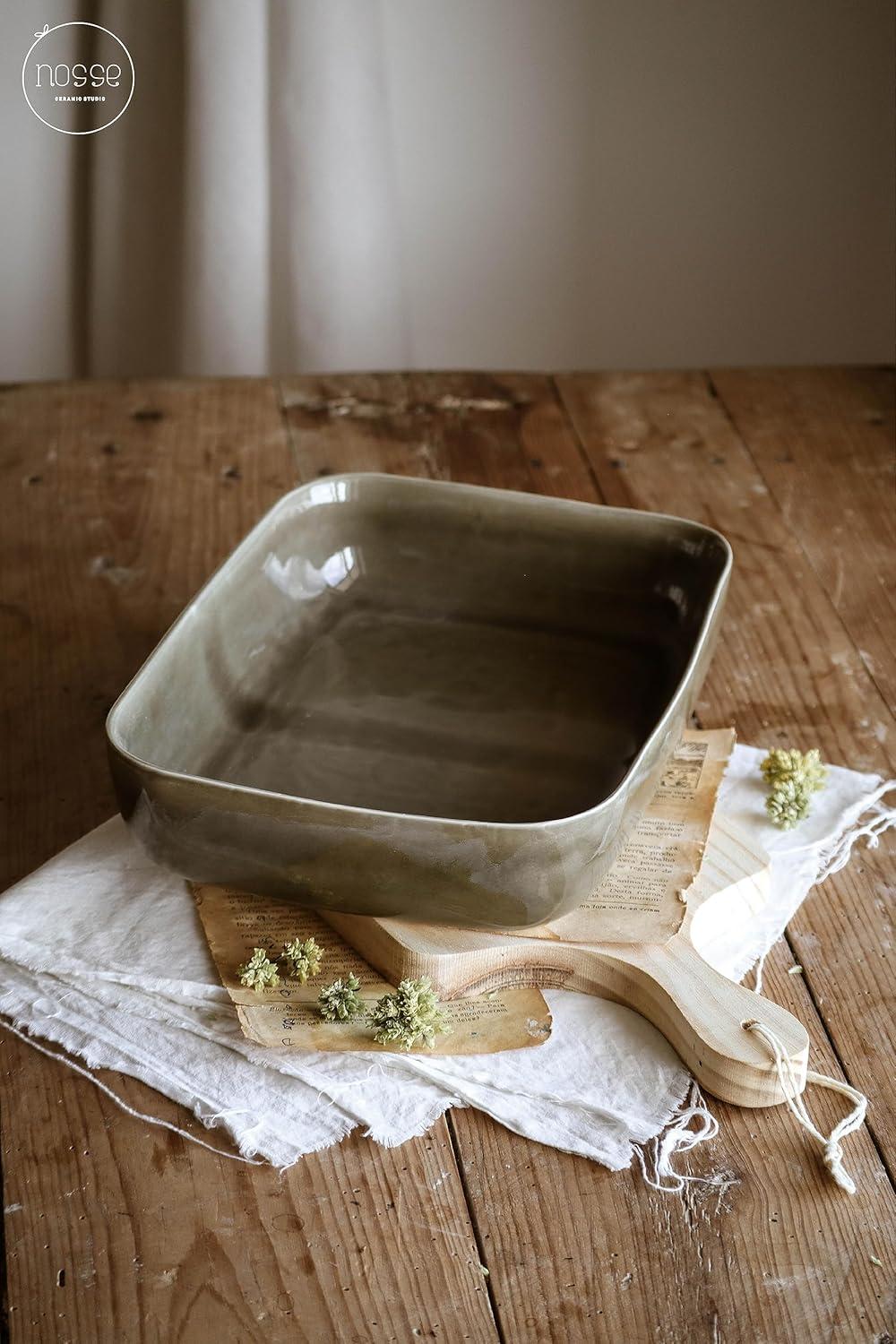 Olive Green Stoneware 3-Piece Rectangular Baker Dish Set