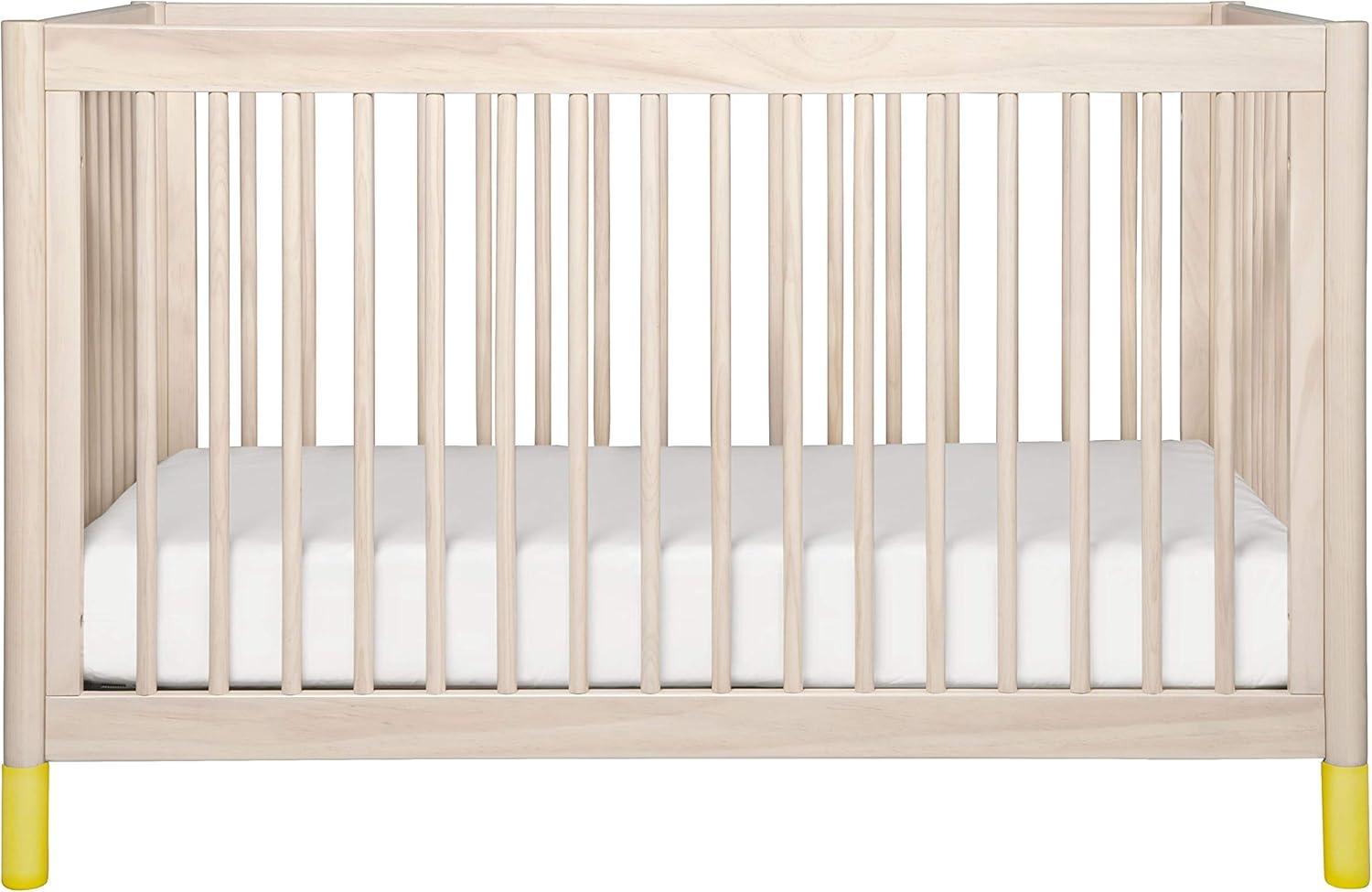 Babyletto Gelato White & Washed Natural Wood 4-in-1 Convertible Baby Crib with Toddler Bed Conversion Kit