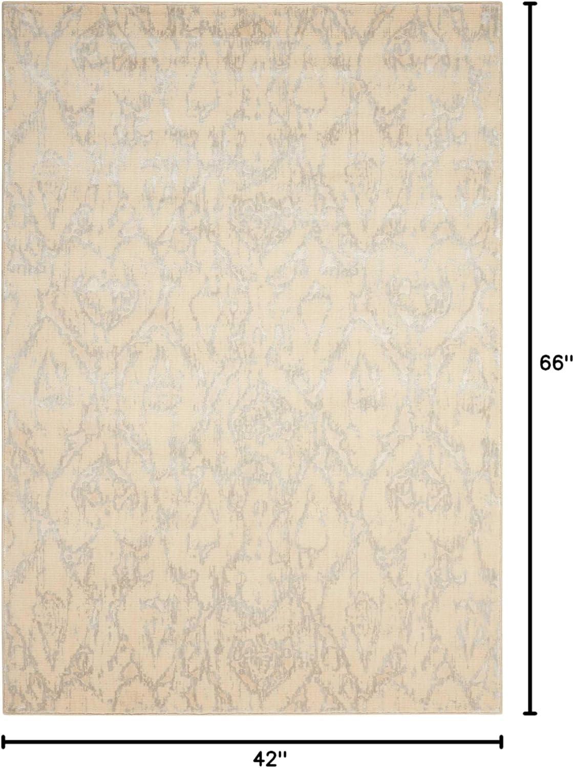 Bone and Gray Wool Viscose Rectangular Area Rug 3'6" x 5'6"