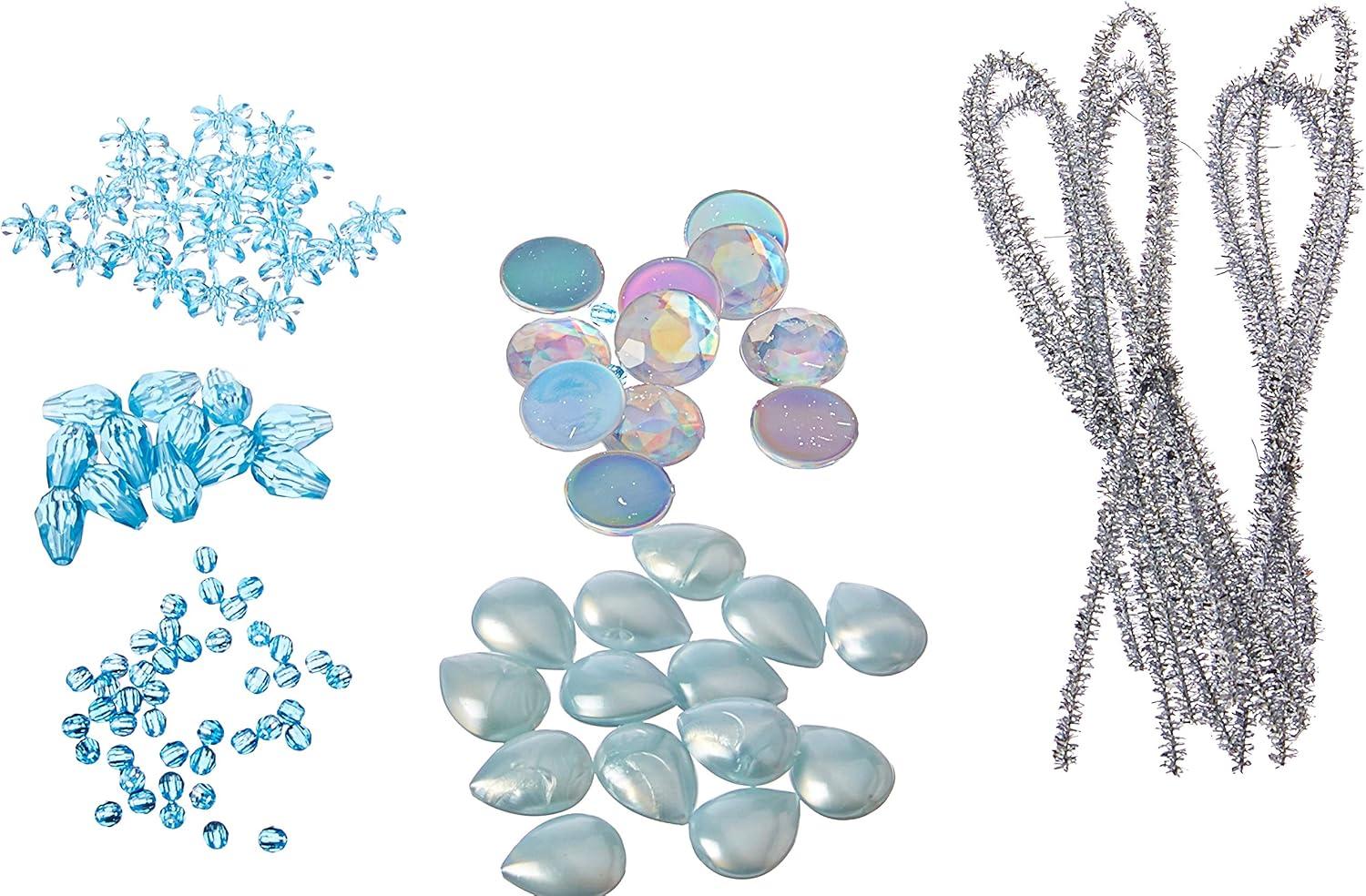 1 Box 6 Pack Glass Beaded Snowflake Ornaments Crystal Snowflakes Decorations Wire Frame Blue White Snowflake Bead Christmas Ornament Craft Decoration