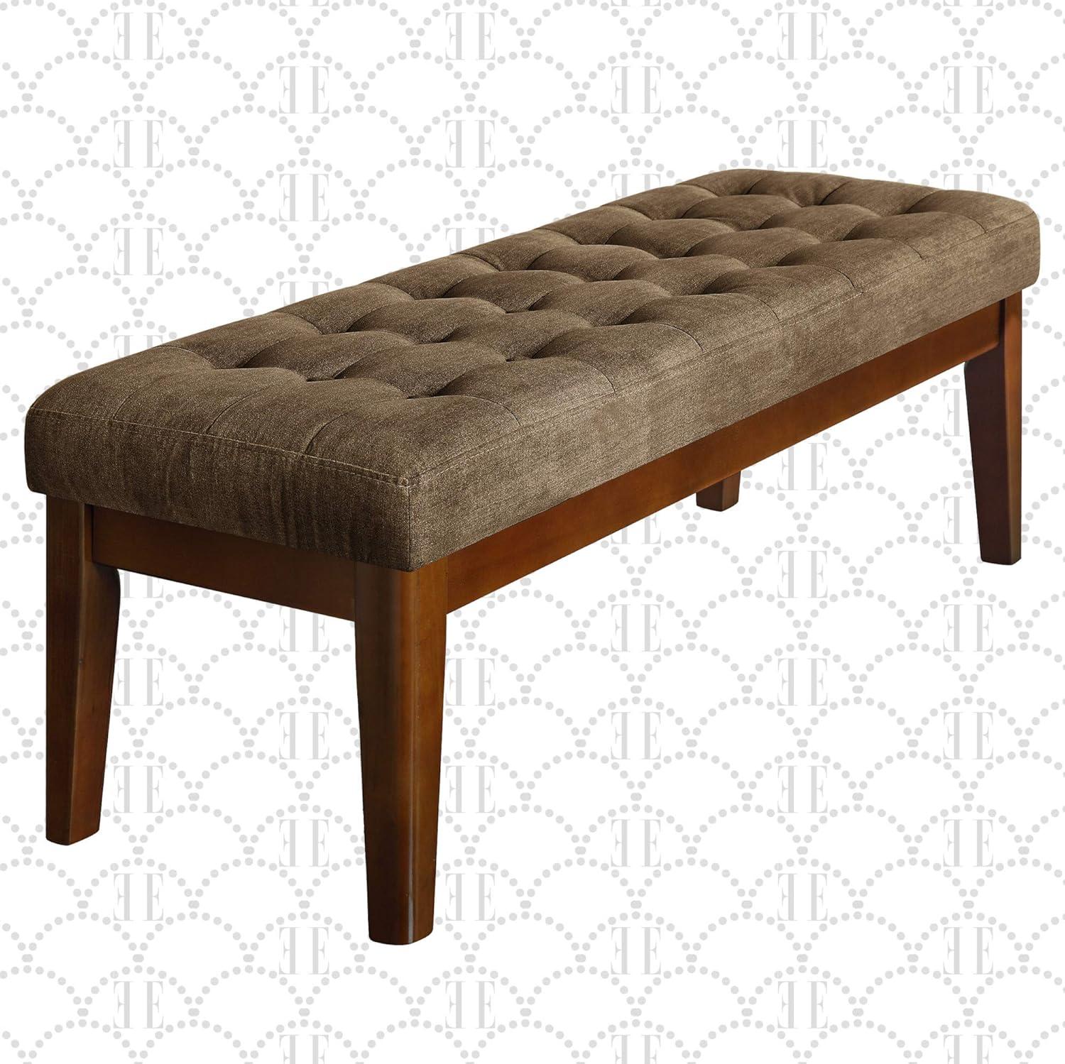 Claire Tufted Desert Tan Upholstered Bedroom Bench with Wooden Legs