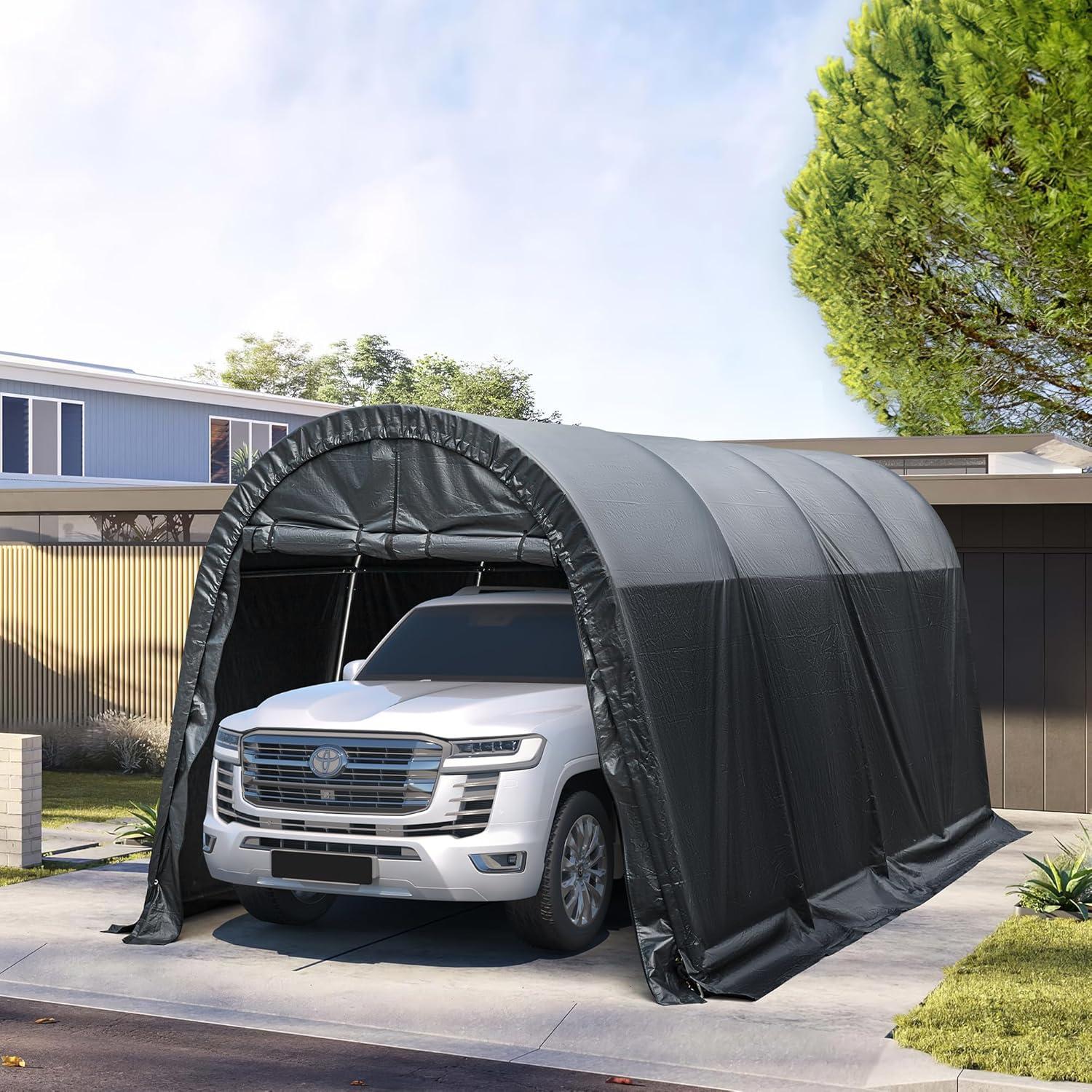 EROMMY Erommy 10 Ft. W x 20 Ft. D Galvanized Steel Portable Garage, Anti-Snow Carport, Storage Shed Canopy