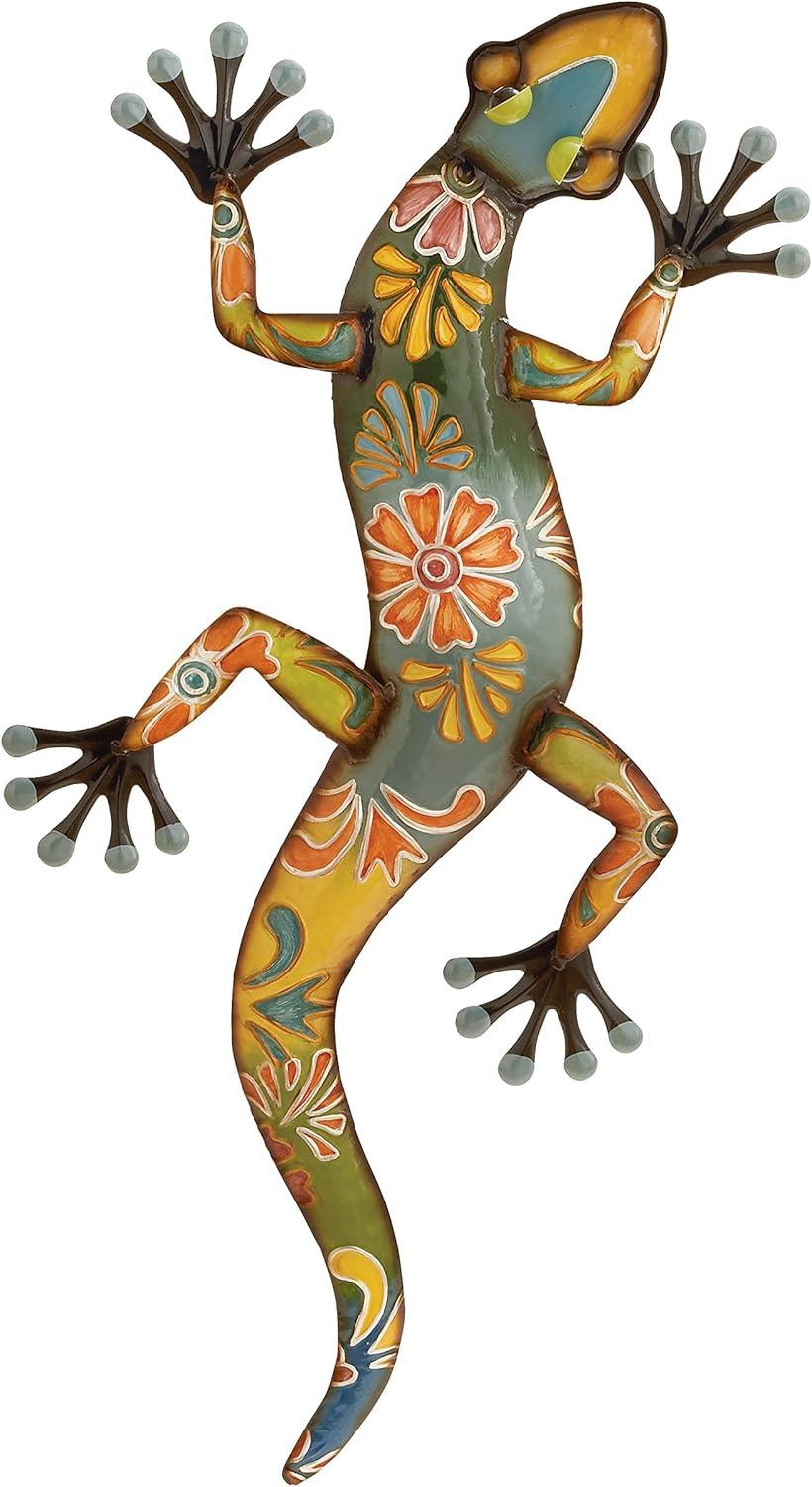 DecMode Multi Colored Metal Indoor Outdoor Lizard Wall Decor