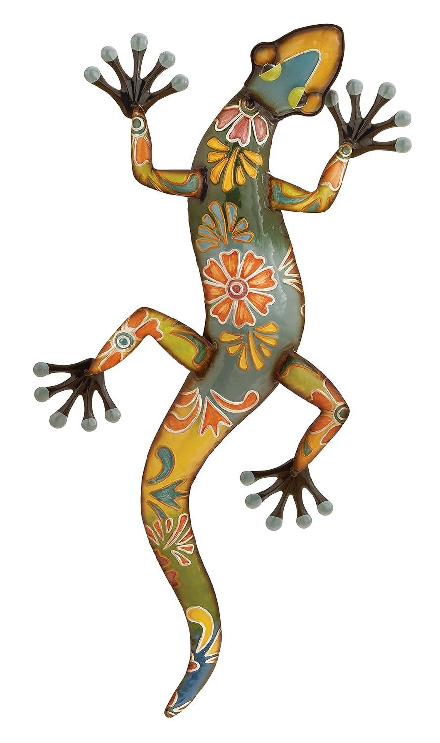 DecMode Multi Colored Metal Indoor Outdoor Lizard Wall Decor