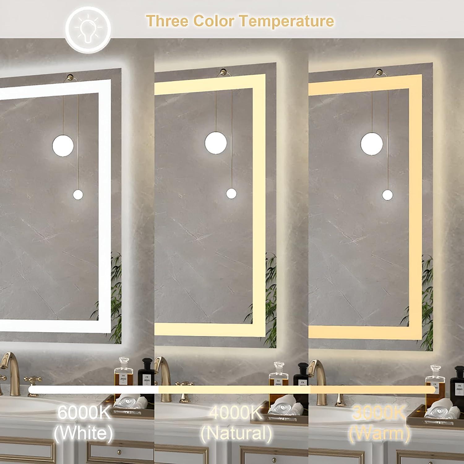 Rectangular Frameless LED Anti-Fog Bathroom Vanity Mirror