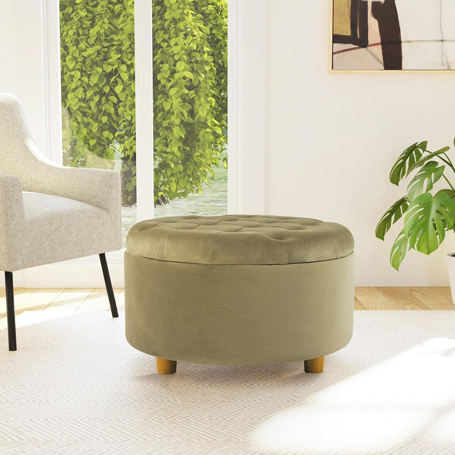 Tufted Round Storage Ottoman Velvet - HomePop