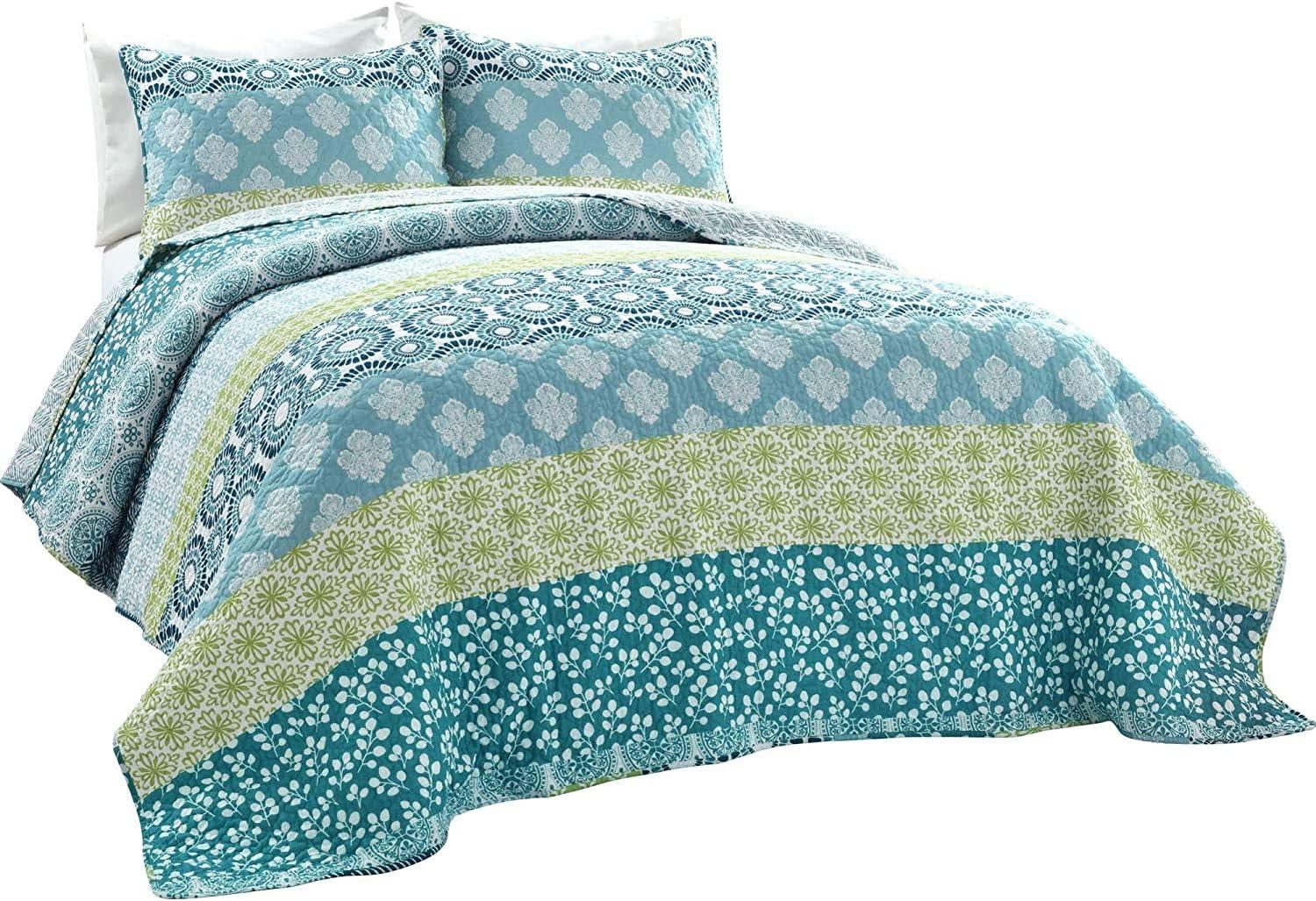 Lush Decor Bohemian 100% Cotton Reversible 3-Piece Quilt Set