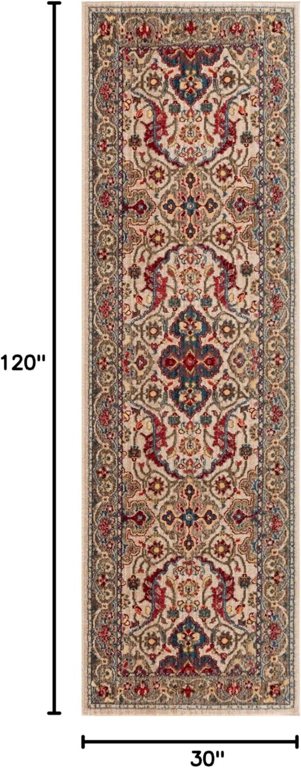 SAFAVIEH Kashan Vincent Oriental Runner Rug, Ivory/Taupe, 2'6" x 10'