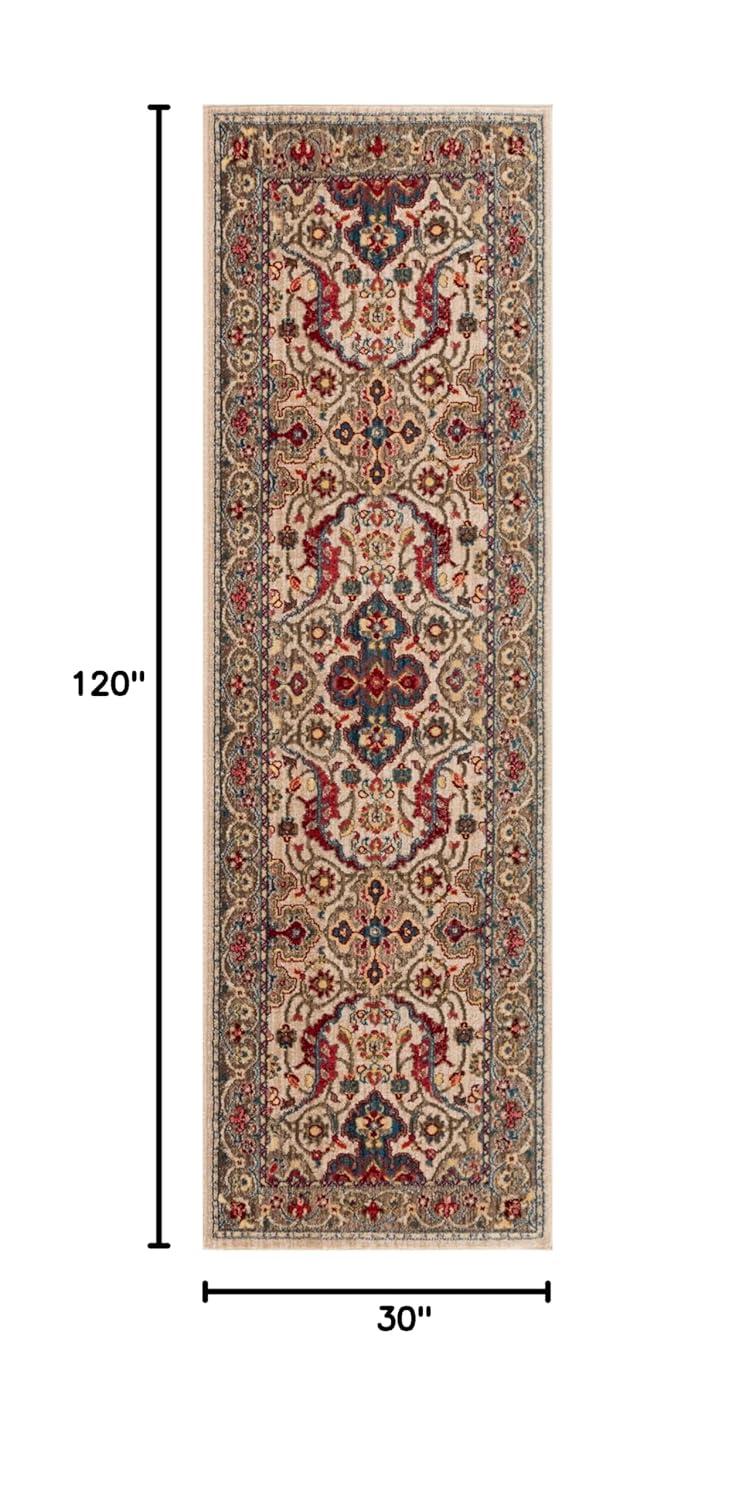 SAFAVIEH Kashan Vincent Oriental Runner Rug, Ivory/Taupe, 2'6" x 10'