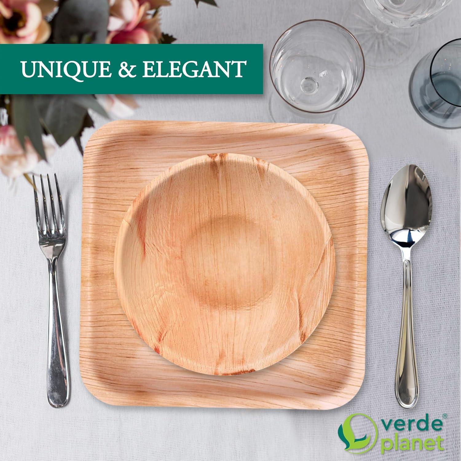 Eco-Friendly 6" Round Palm Leaf Disposable Plates, Pack of 25