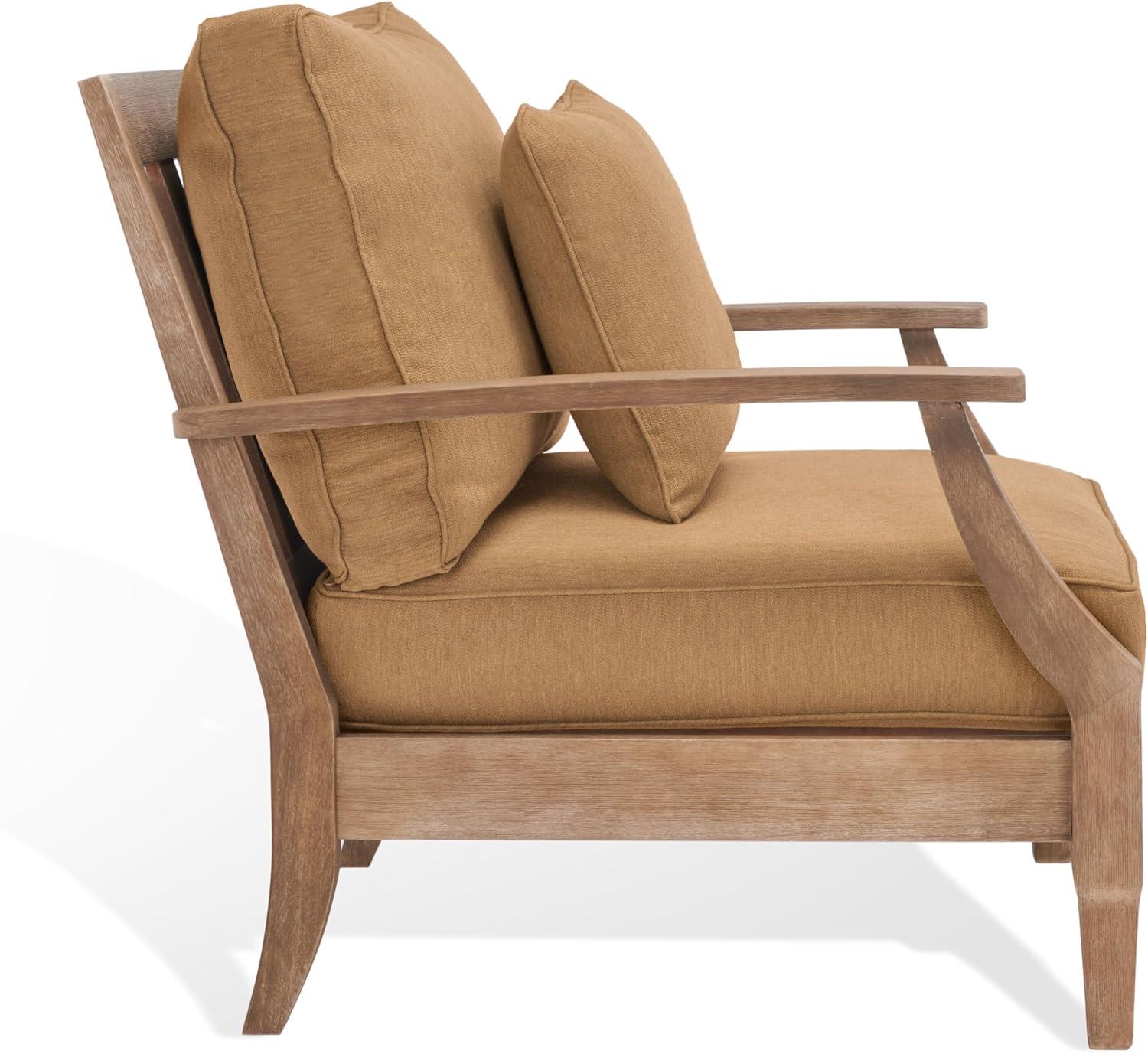 SAFAVIEH Couture Martinique Coastal Eucalyptus Wood Solid Armchair, Natural/Grey