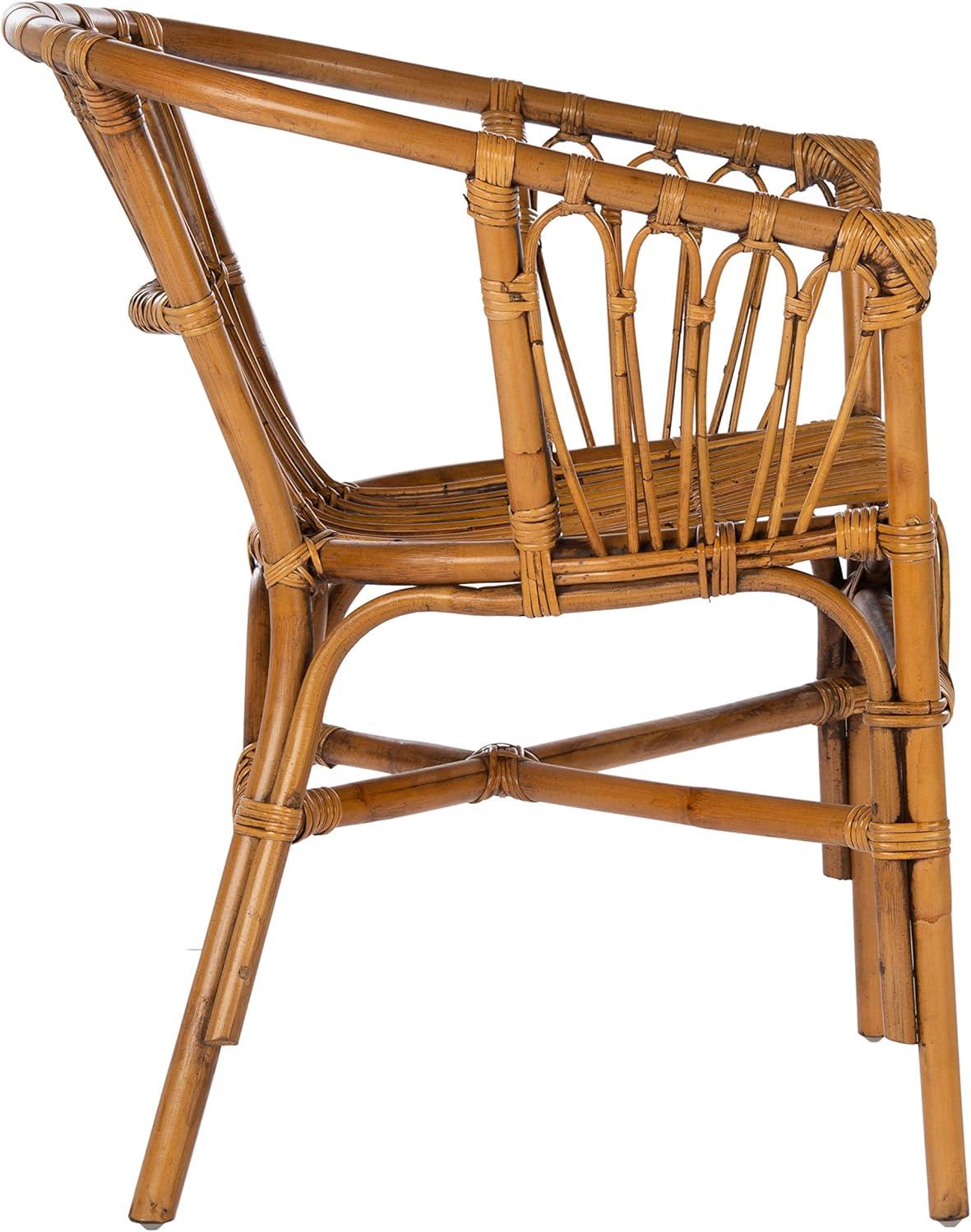 Adriana Rattan Accent Chair - Set of 2 - ACH6505 - Honey Brown Wash - Safavieh