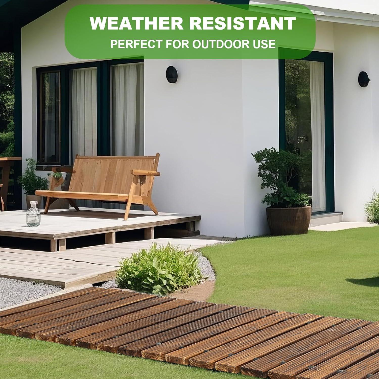 LINSHRY 12FT Wooden Garden Pathway, Outdoor Roll Out Decorative Garden Walkway, Weather-Resistant Non-Slip Hardwood Pathway for Backyard, Beach, Wedding Party Paths