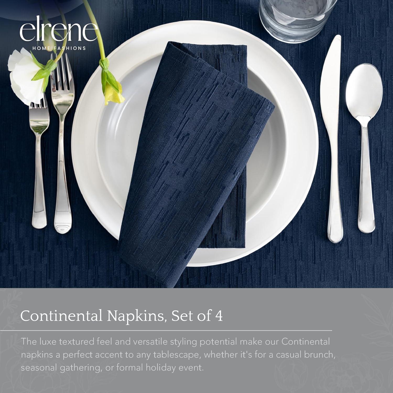 Elrene Continental Solid Texture Water and Stain Resistant Napkins, Set of 4 - 17" x 17" - Elrene Home Fashions