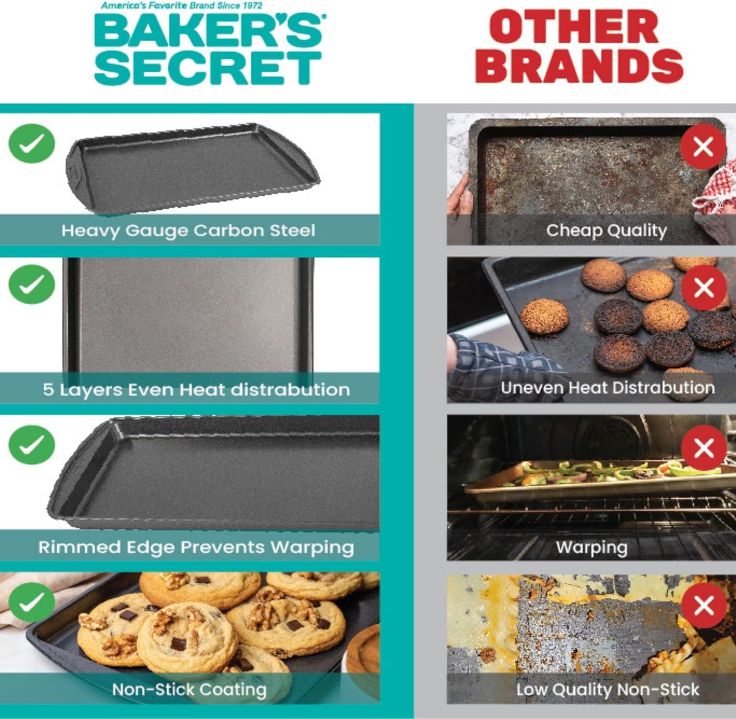 Baker's Secret Nonstick Carbon Steel Cookie Sheets Set of 3