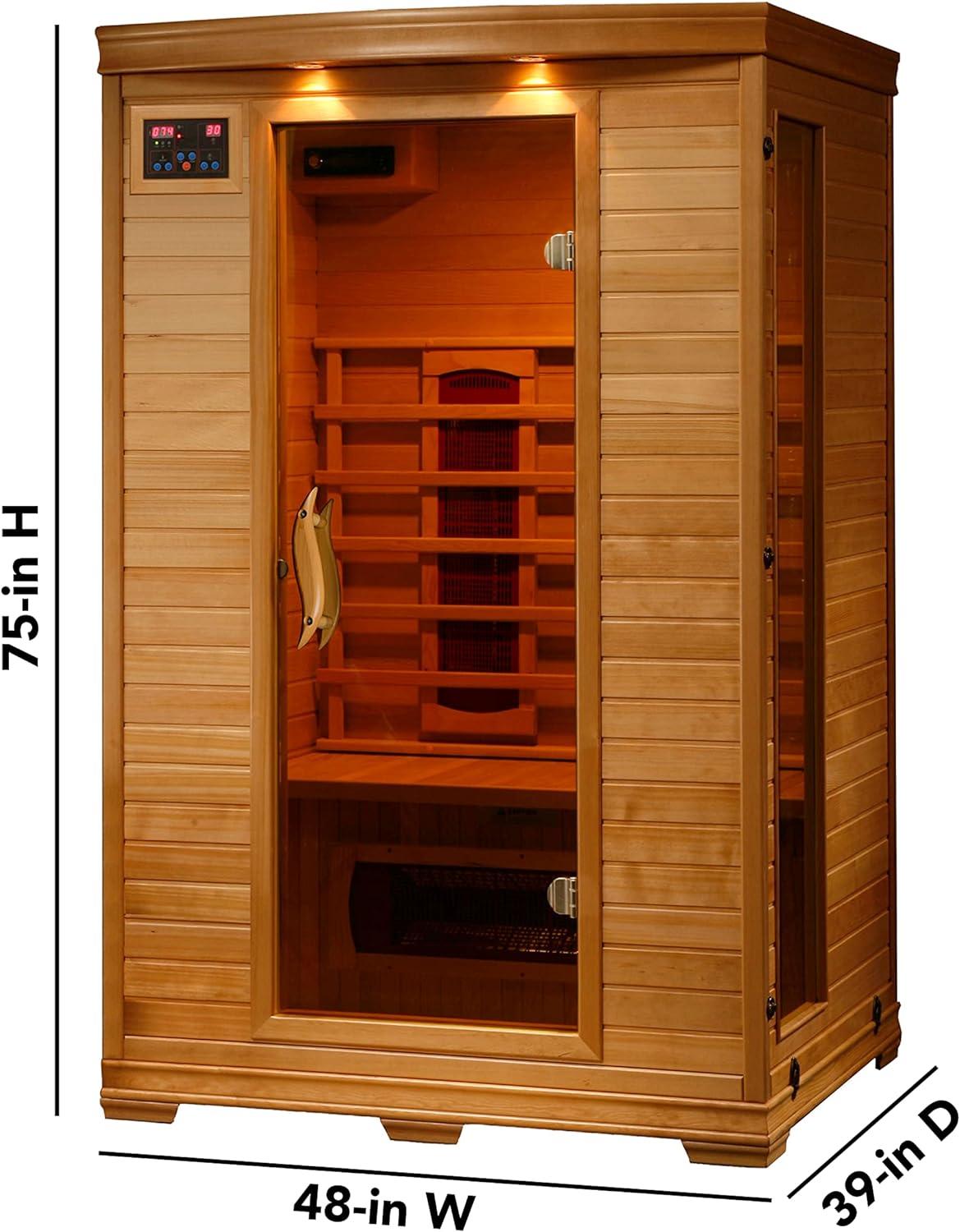 Deluxe 2-Person Hemlock Infrared Sauna with Ceramic Heaters