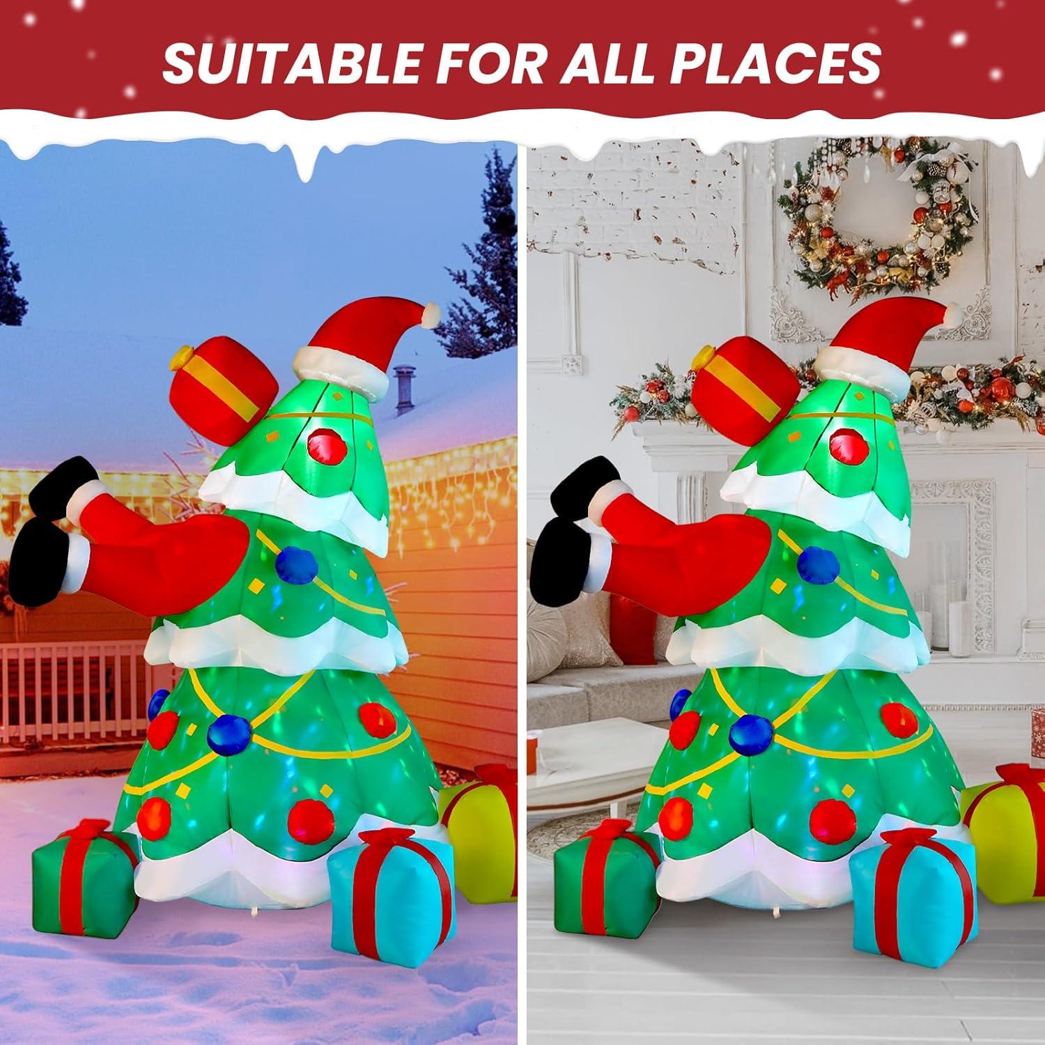 7FT Inflatable Christmas Tree with Santa and LED Lights