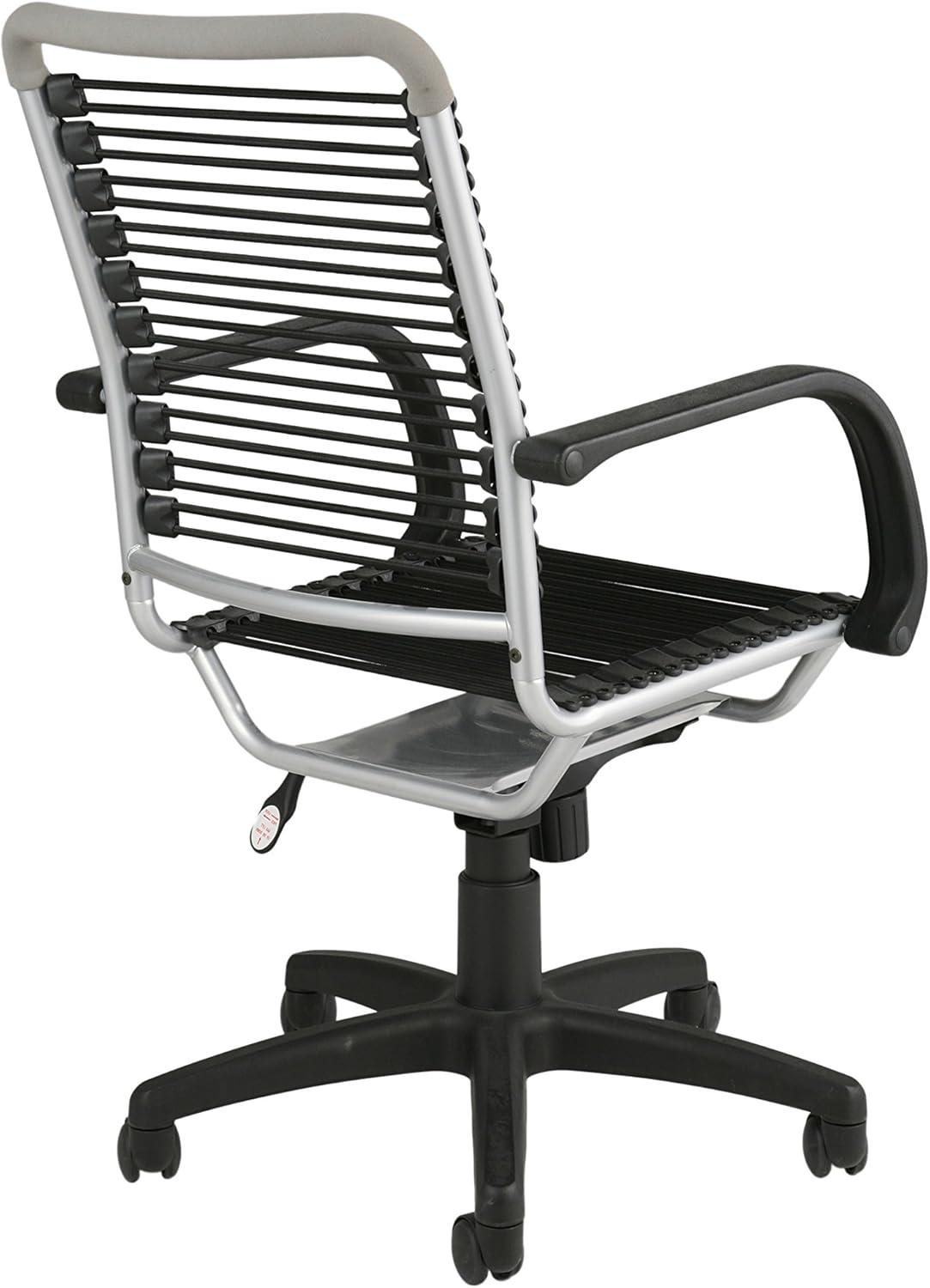 Black Aluminum High Back Swivel Bungee Office Chair