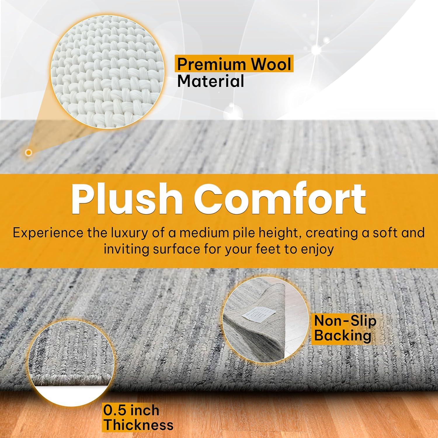 EORC Natural IVORY Hand-Knotted Wool Modern Lori Baft  Design Solid Color Rug