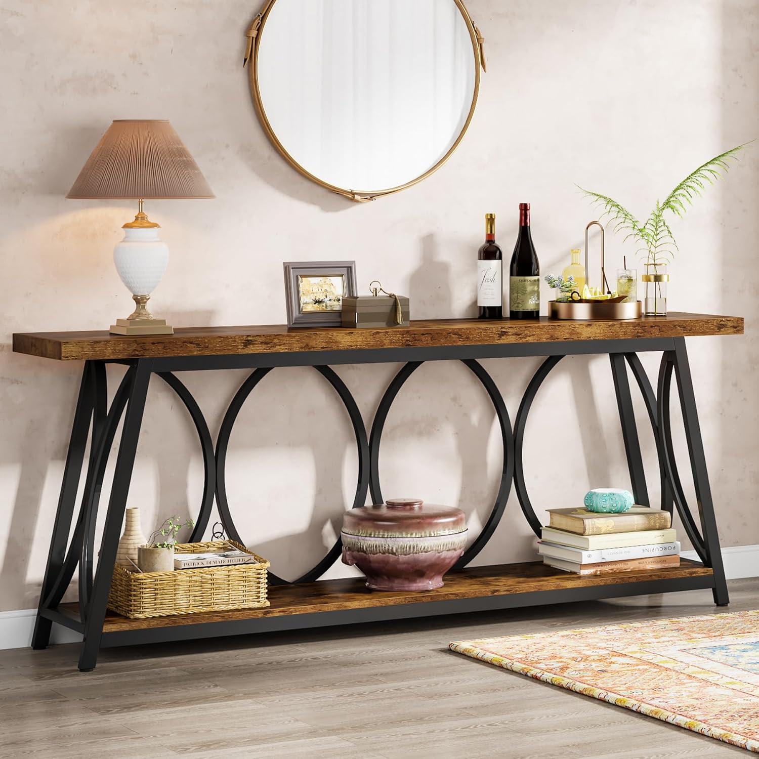 Tribesigns 70.9" Extra Long Console Sofa Table with 2 Tier Storage Shelf