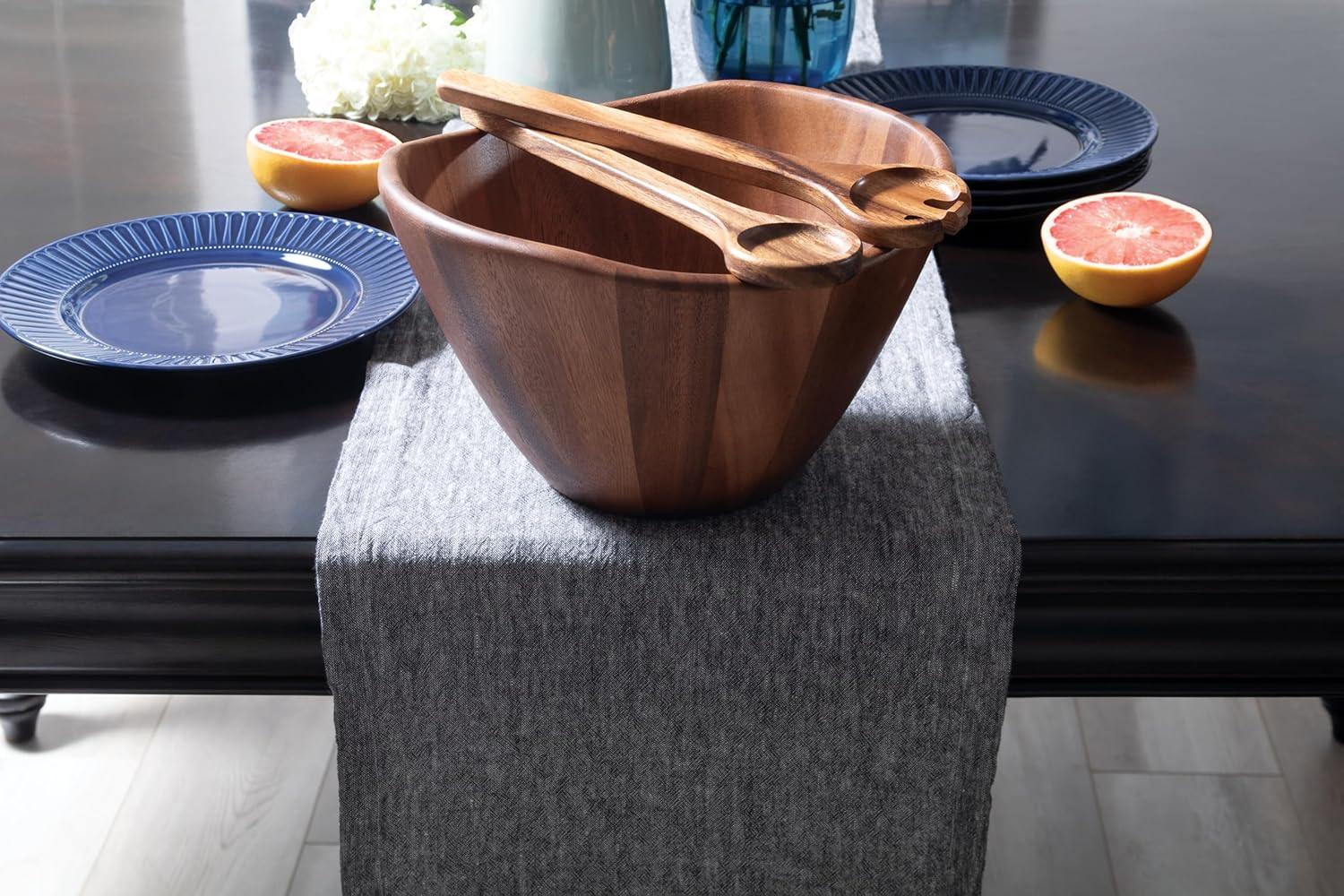 Lipper Acacia Wave Bowl, Large With Servers