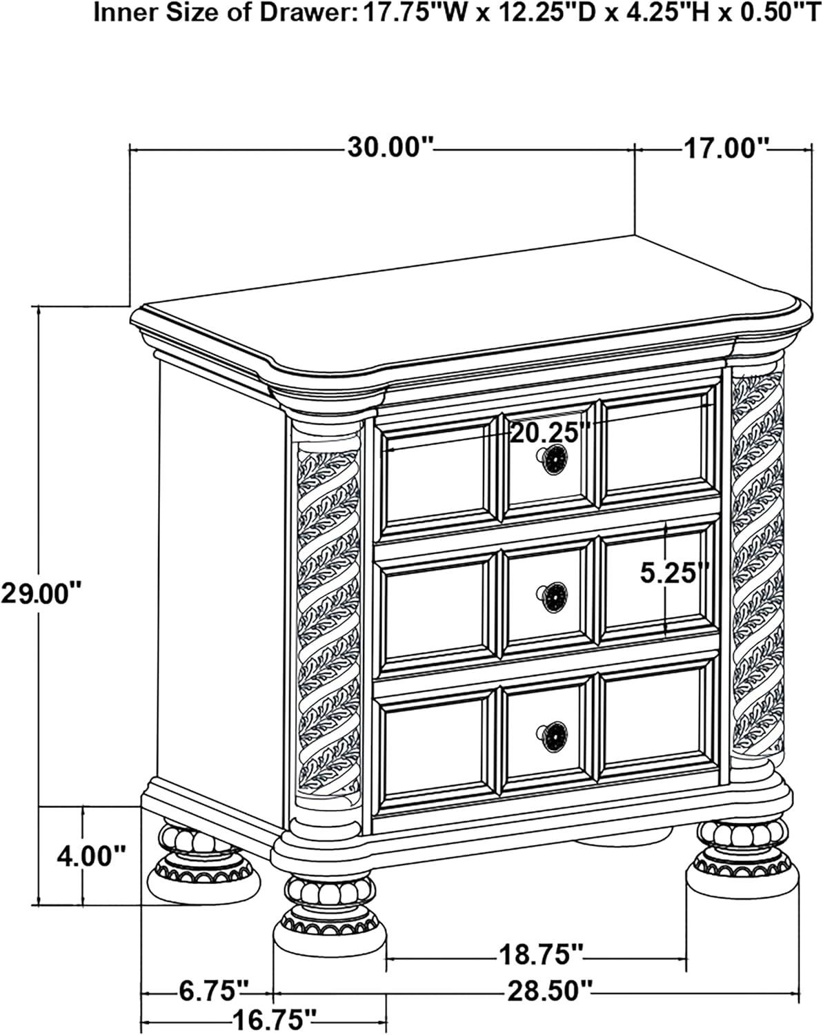 Coaster Emmett 3-drawer Traditional Wood Nightstand in Walnut