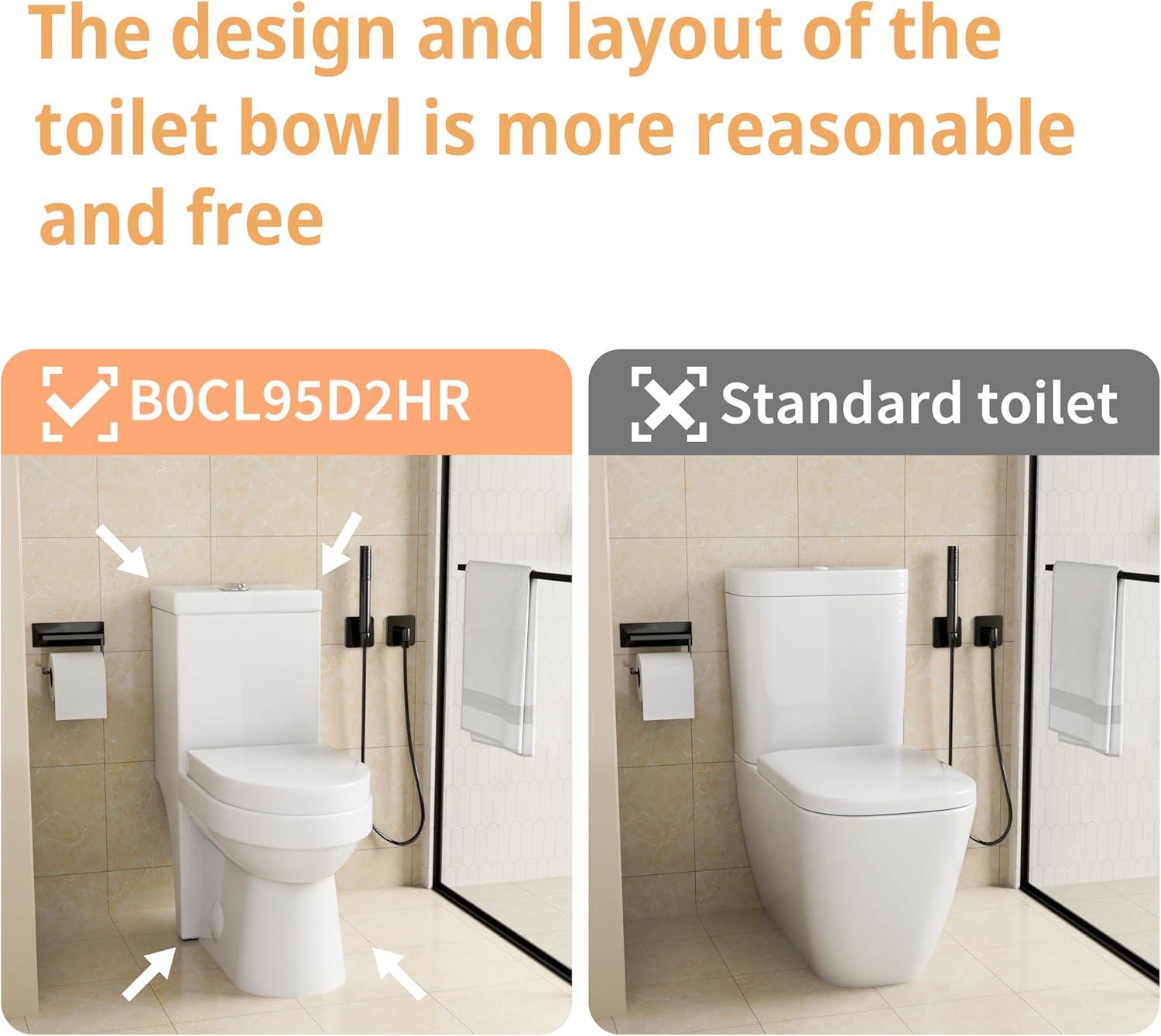 Momei One Piece Toilet,Floor-Discharge Dual Flush,Glossy White - 24.8x13x27.56