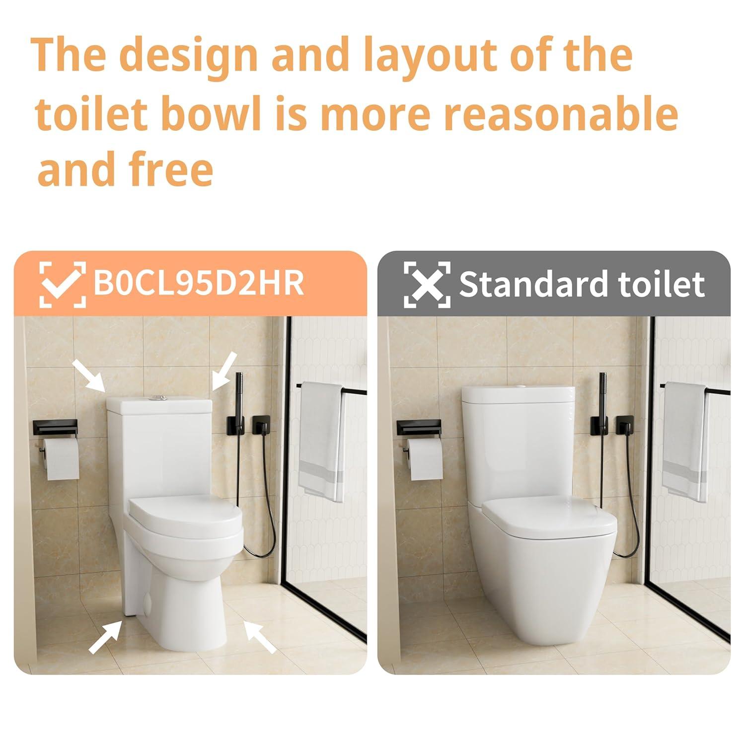 Momei One Piece Toilet,Floor-Discharge Dual Flush,Glossy White - 24.8x13x27.56