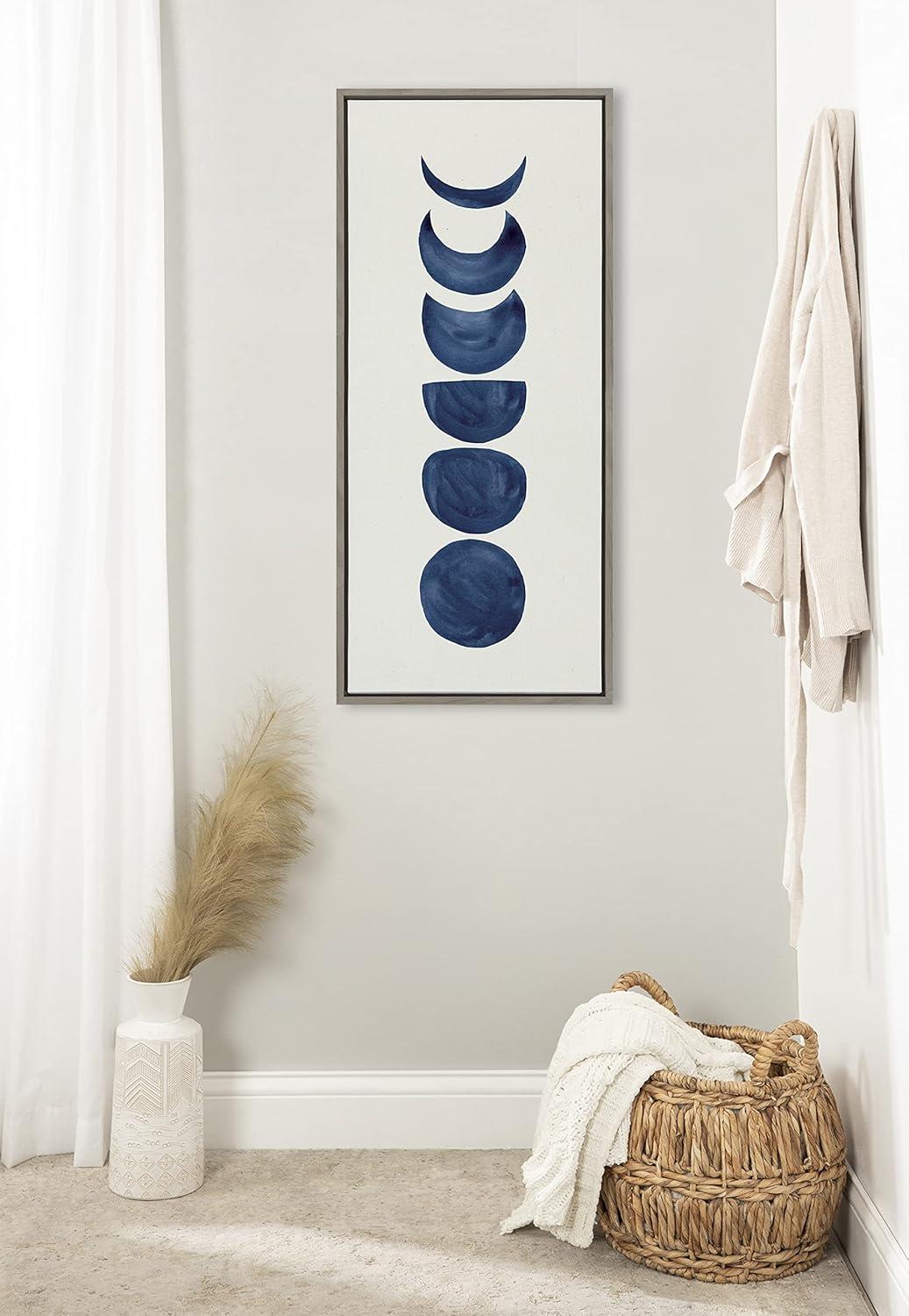 Kate and Laurel Sylvie Linear Moon Phases Framed Canvas by Teju Reval of SnazzyHues, 18x40, Gray