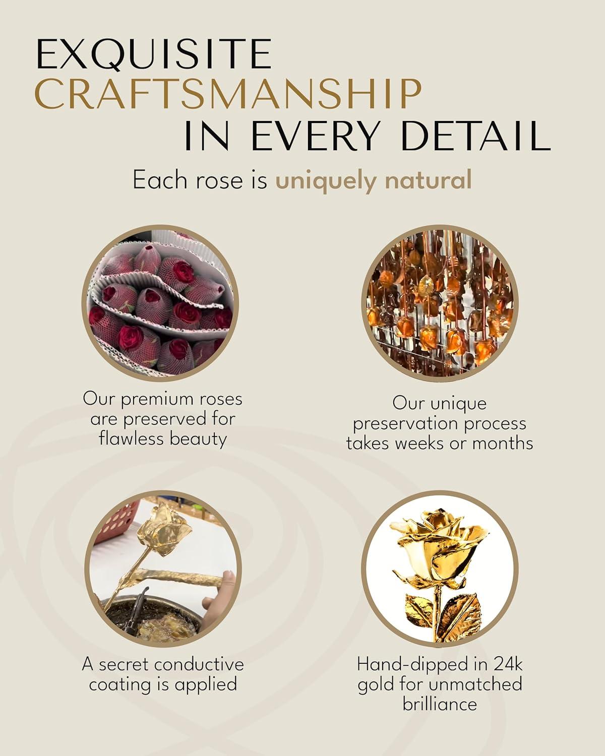 24K Gold Dipped Rose, Unique & Everlasting Real Hand Dipped in 24K Gold Rose, 11” to 12”