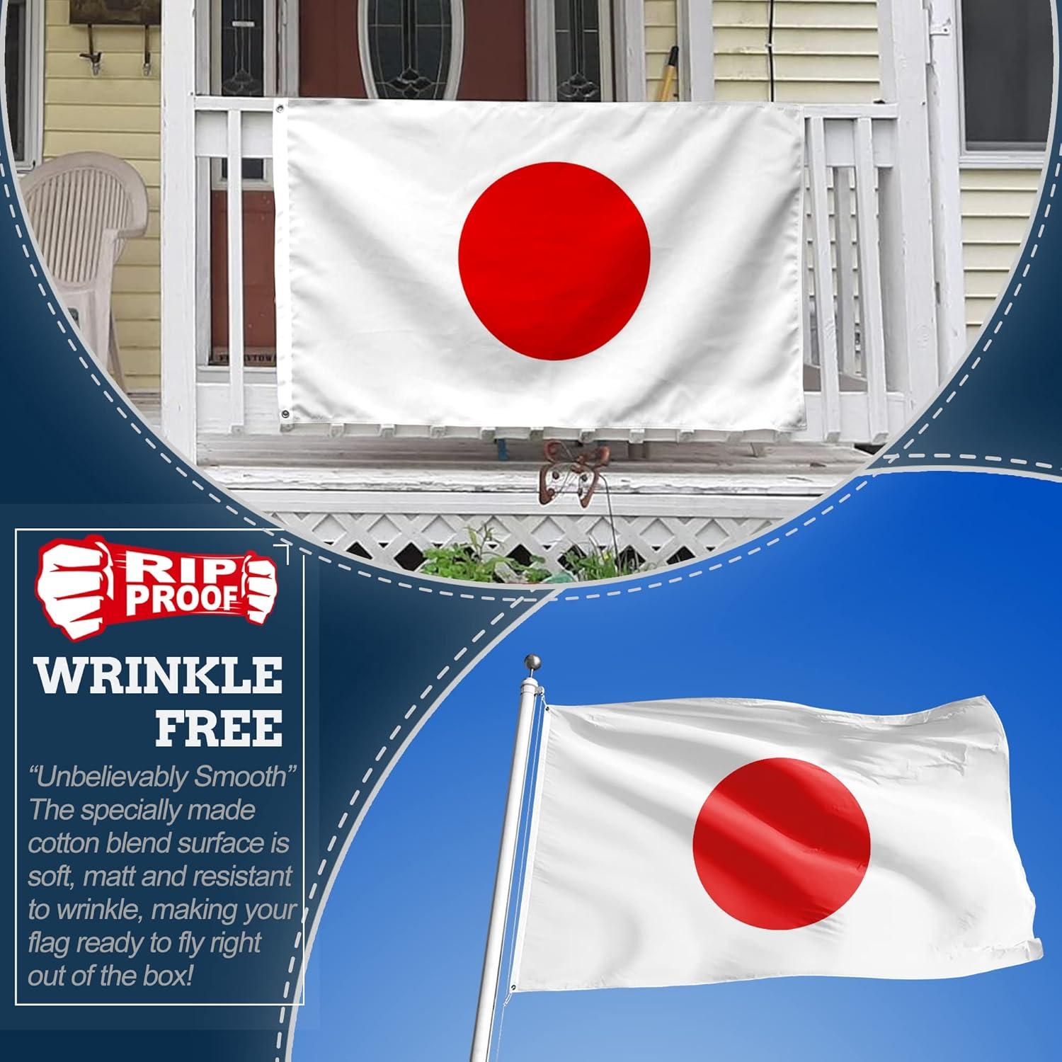 Anley Rip-Proof Double Sided 3-Ply Japan Flag 3x5 Ft - Japanese National Flags