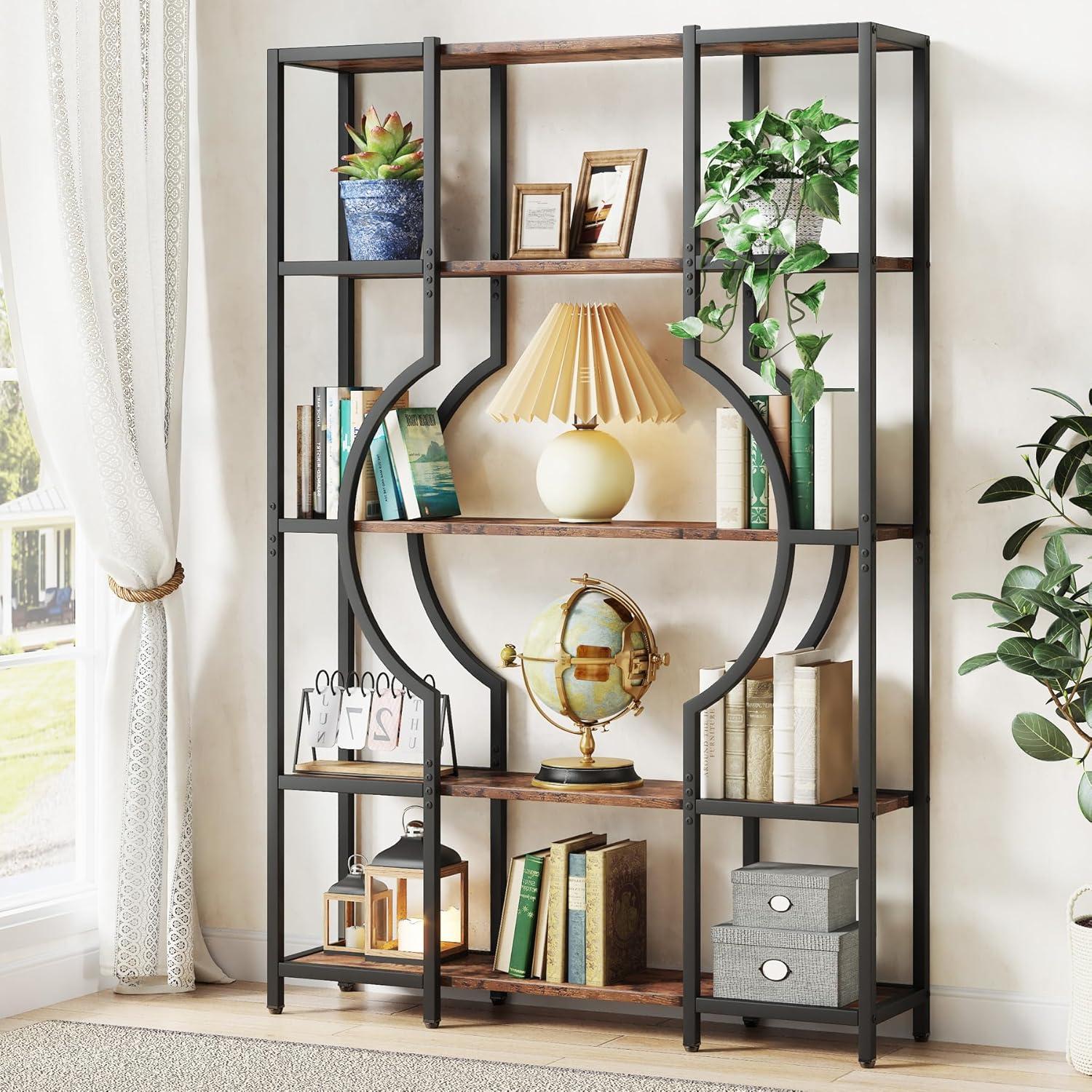 Tribesigns 5-Tier Bookshelf and Bookcase, Wooden Book Shelf with 12 Open Display Shelves
